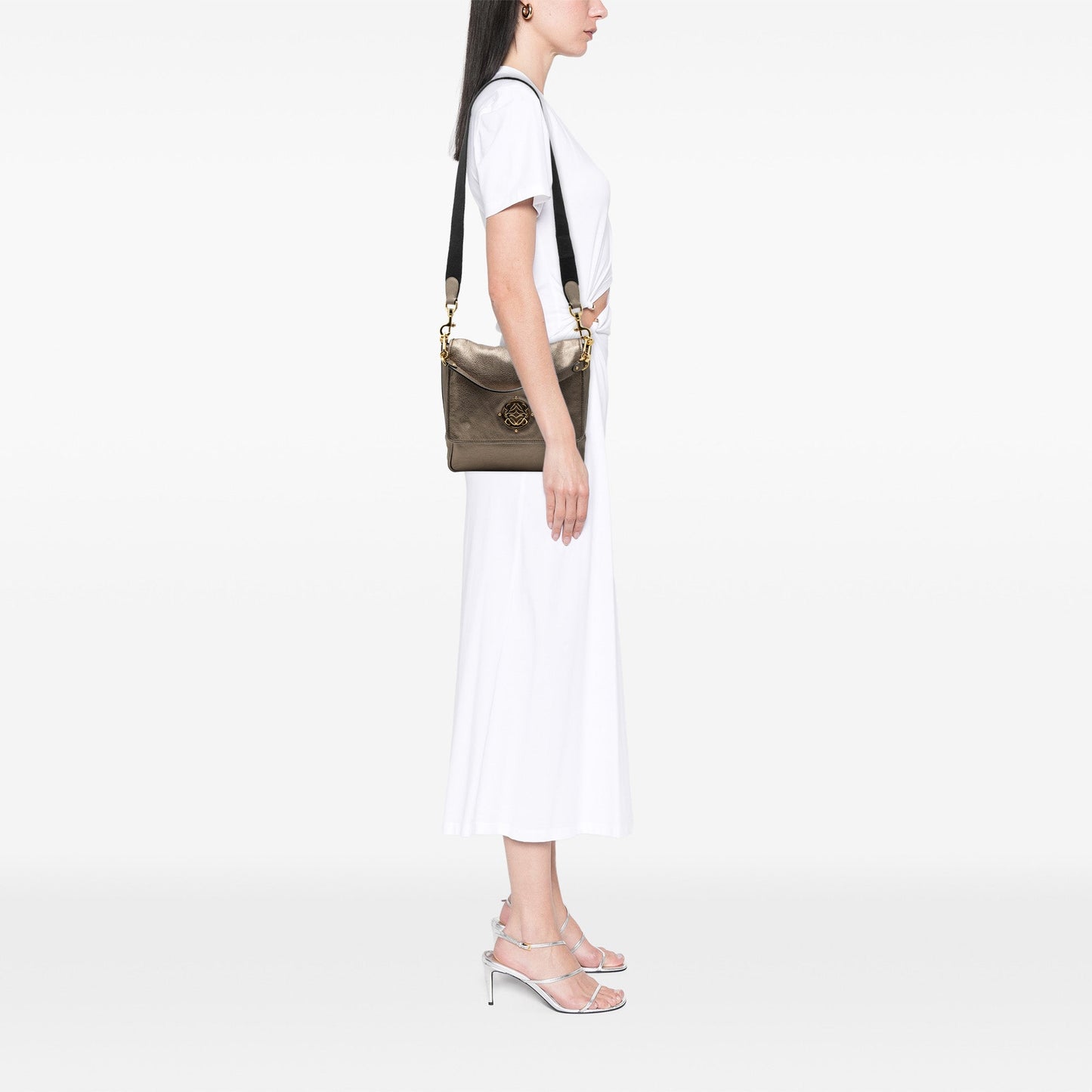 LOEWE Small Metallic Leather Anagram Maia Satchel