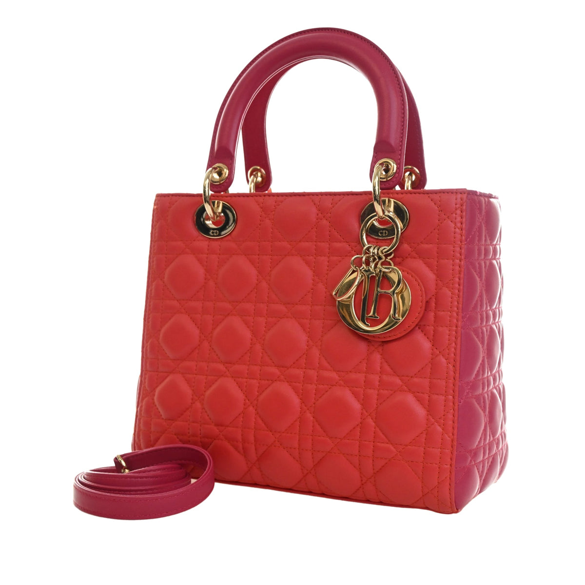 Dior Medium Bicolor Lambskin Cannage Lady Dior