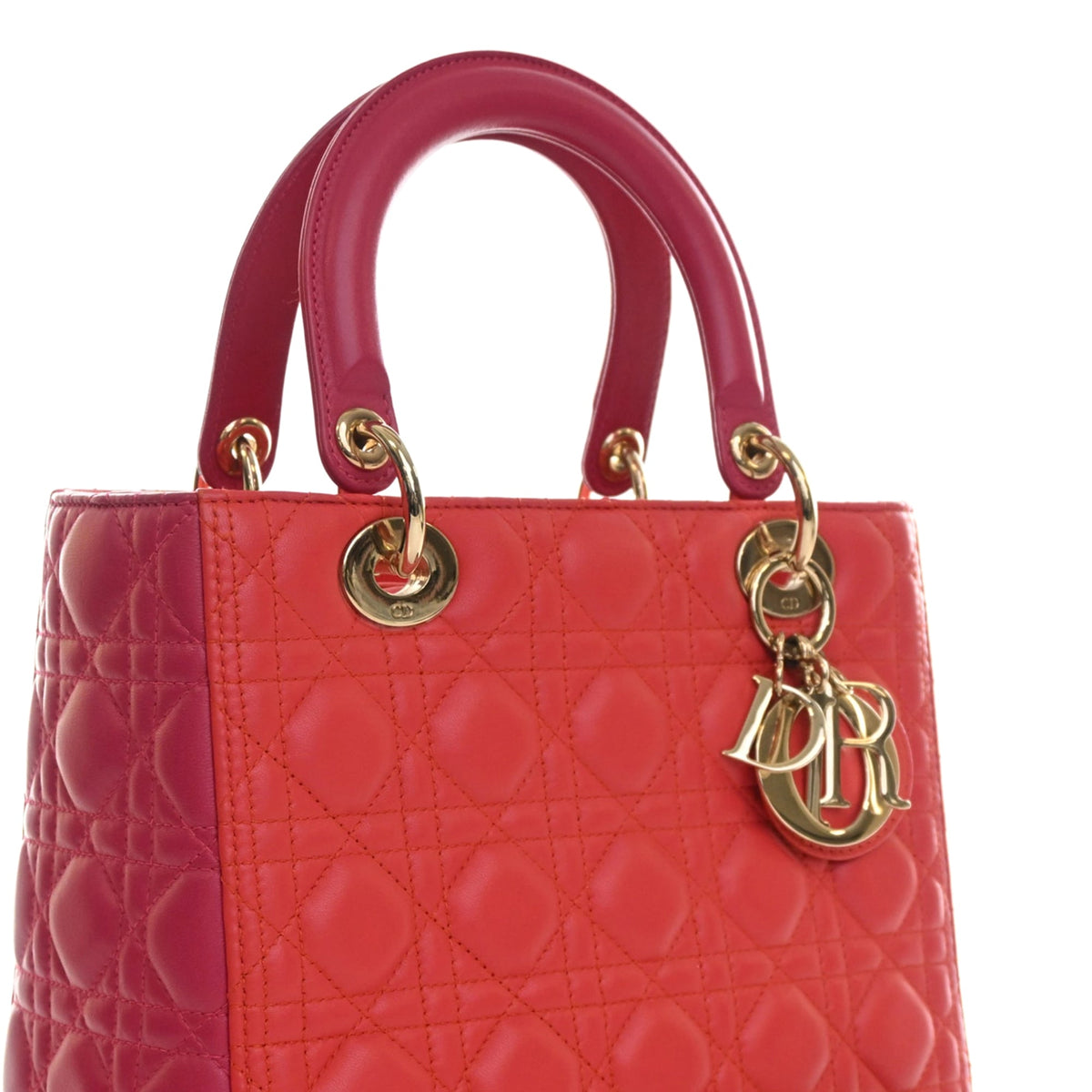 Dior Medium Bicolor Lambskin Cannage Lady Dior