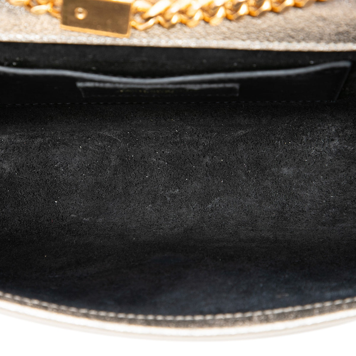 Saint Laurent Metallic Textured Calfskin Star Monogram Kate Crossbody — Gold