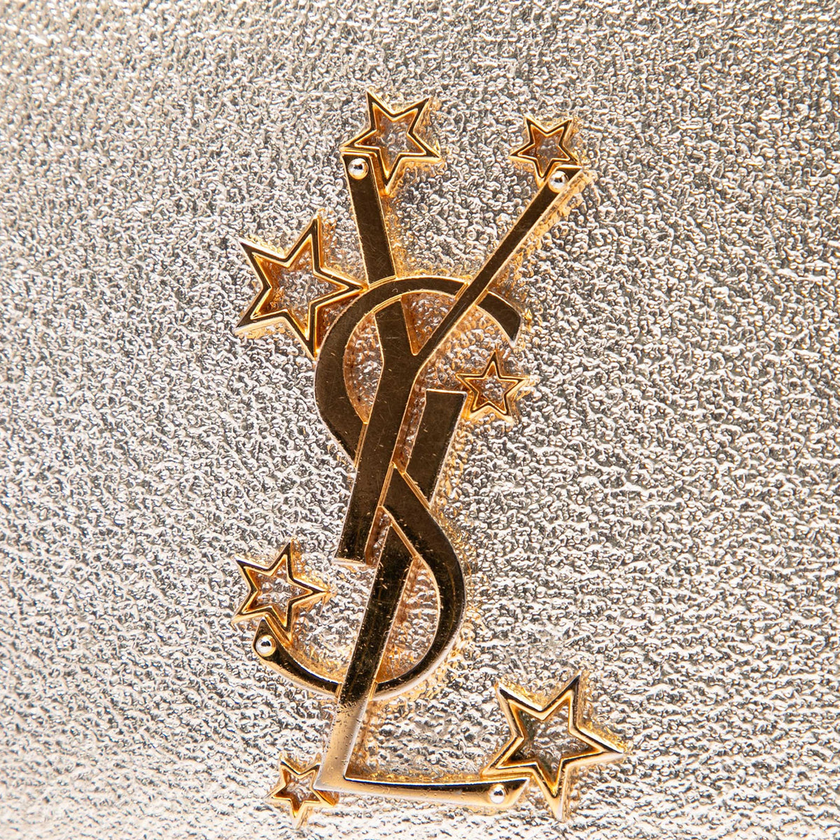 Saint Laurent Metallic Textured Calfskin Star Monogram Kate Crossbody — Gold