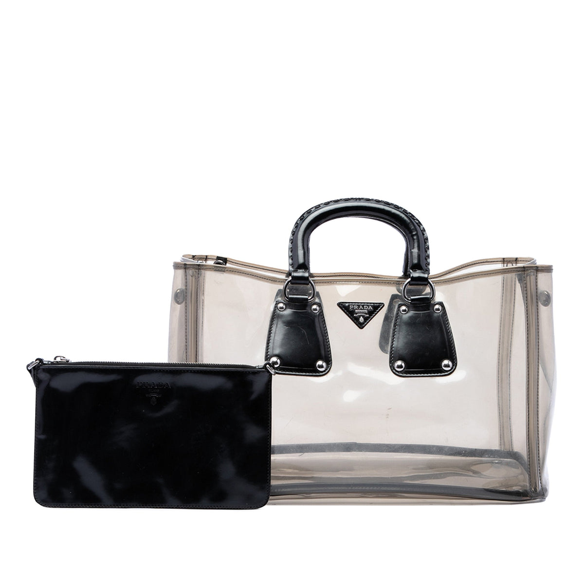 Prada Spazzolato Trimmed PVC Tote