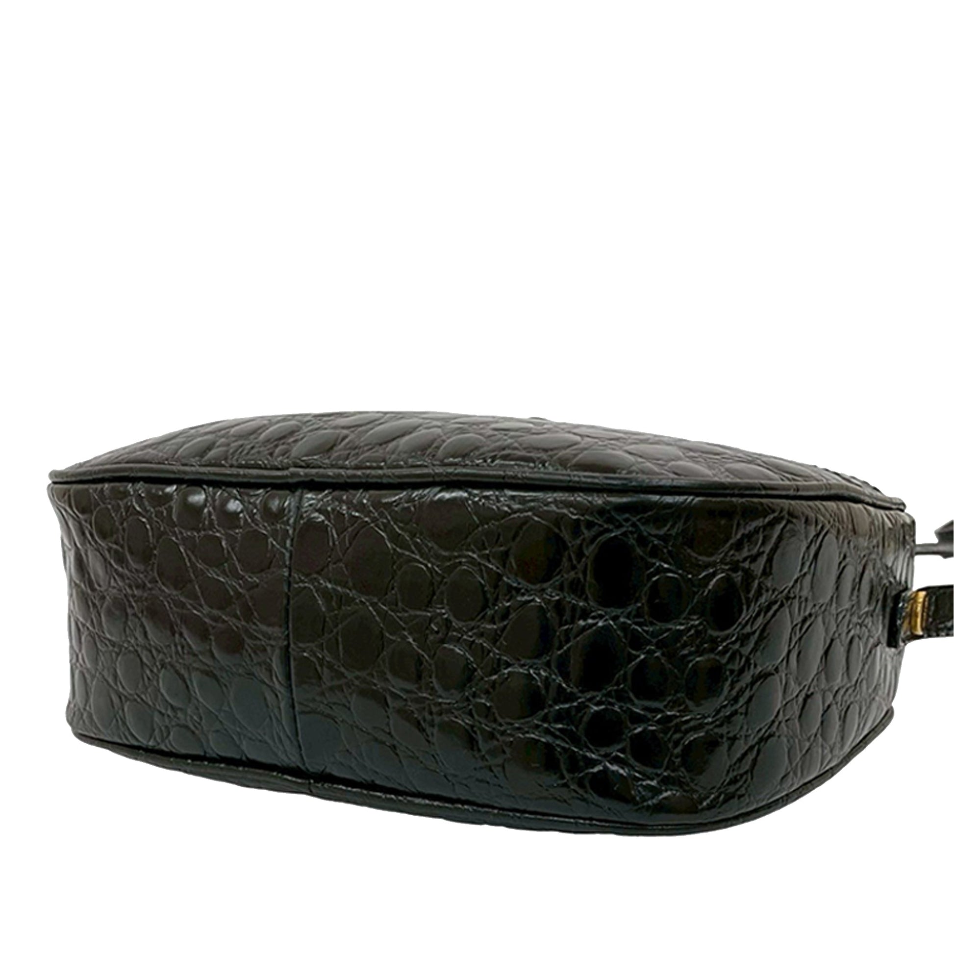 Ferragamo Croc Embossed Leather Vara Crossbody
