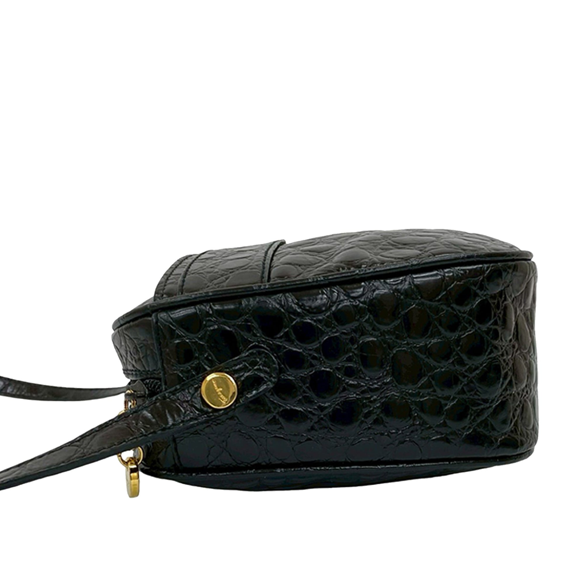 Ferragamo Croc Embossed Leather Vara Crossbody