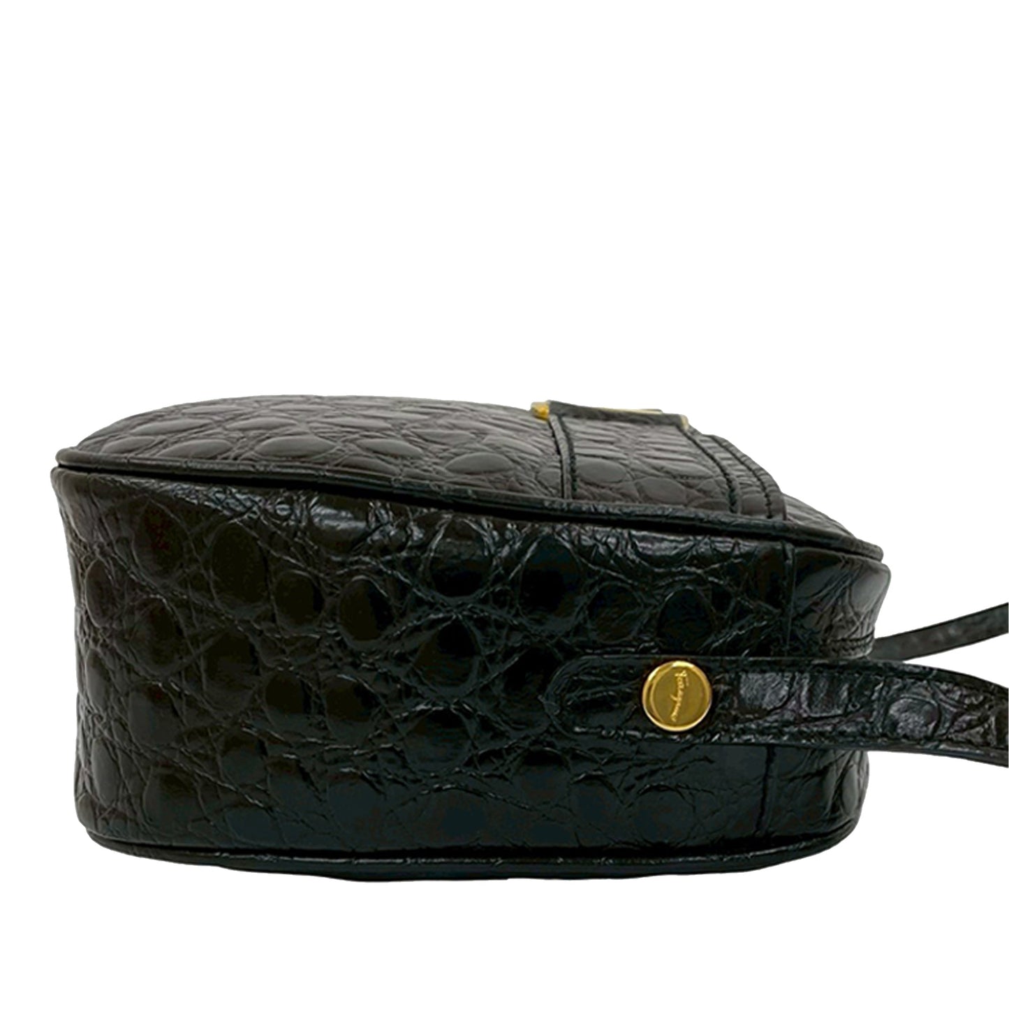 Ferragamo Croc Embossed Leather Vara Crossbody