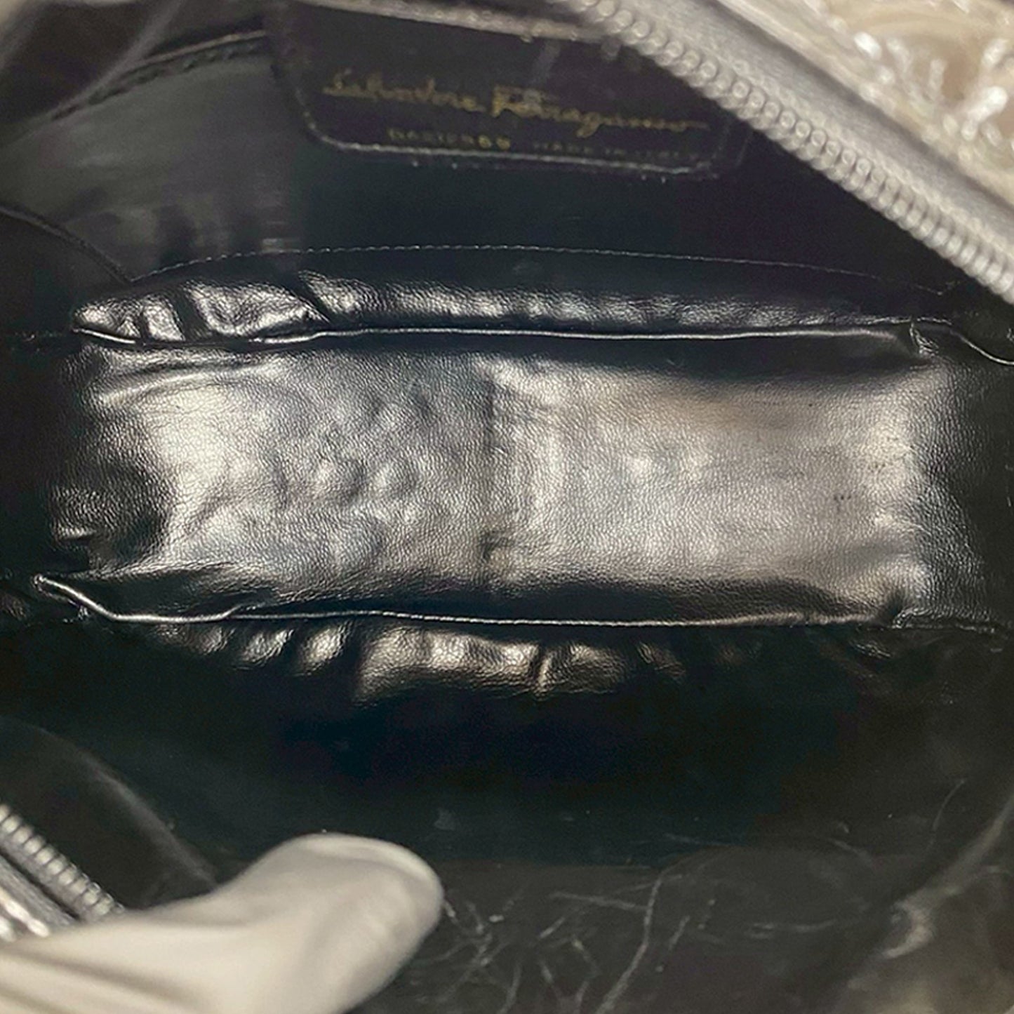Ferragamo Croc Embossed Leather Vara Crossbody