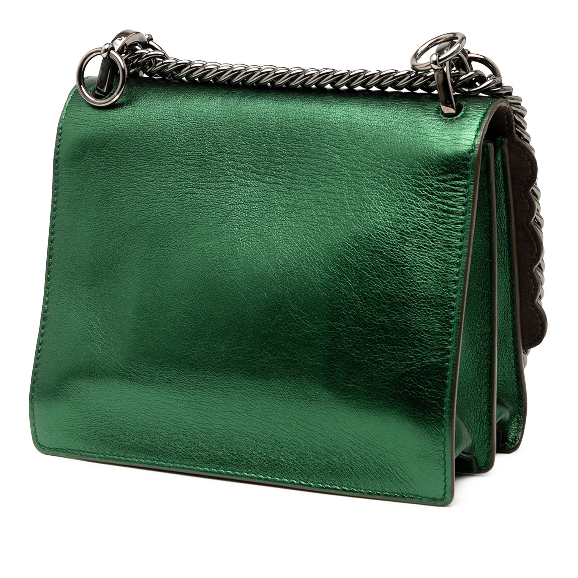 Fendi Small Leather Scalloped Kan I Crossbody