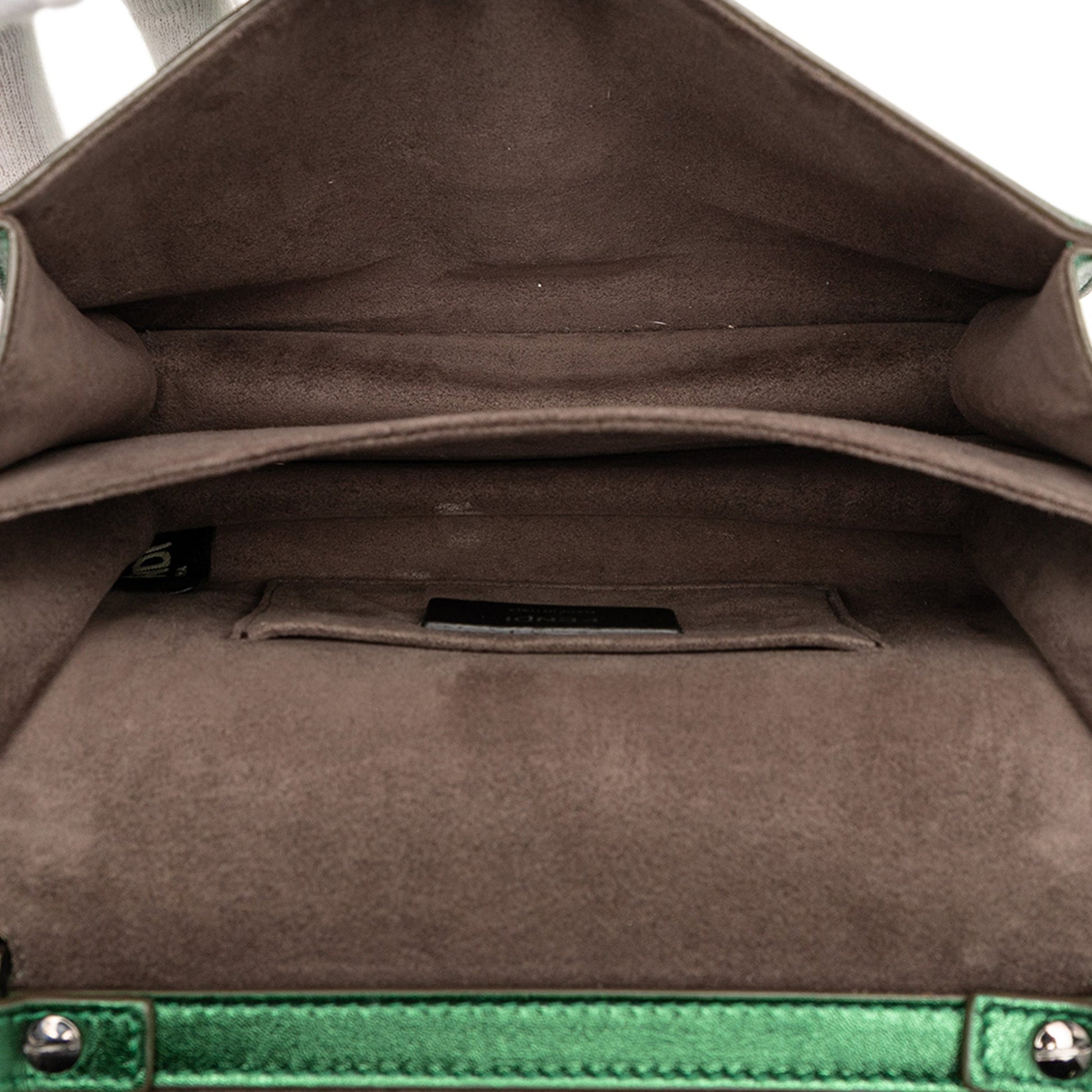 Fendi Small Leather Scalloped Kan I Crossbody