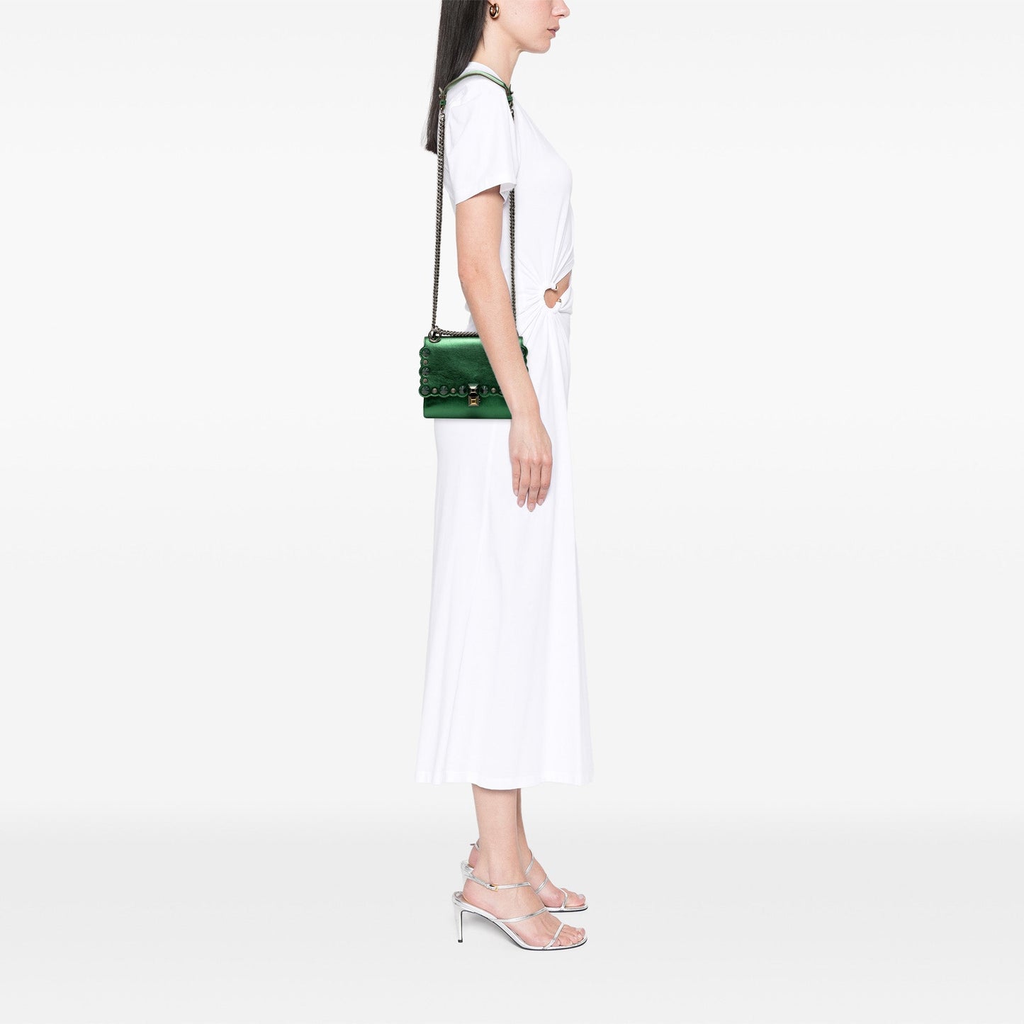 Fendi Small Leather Scalloped Kan I Crossbody