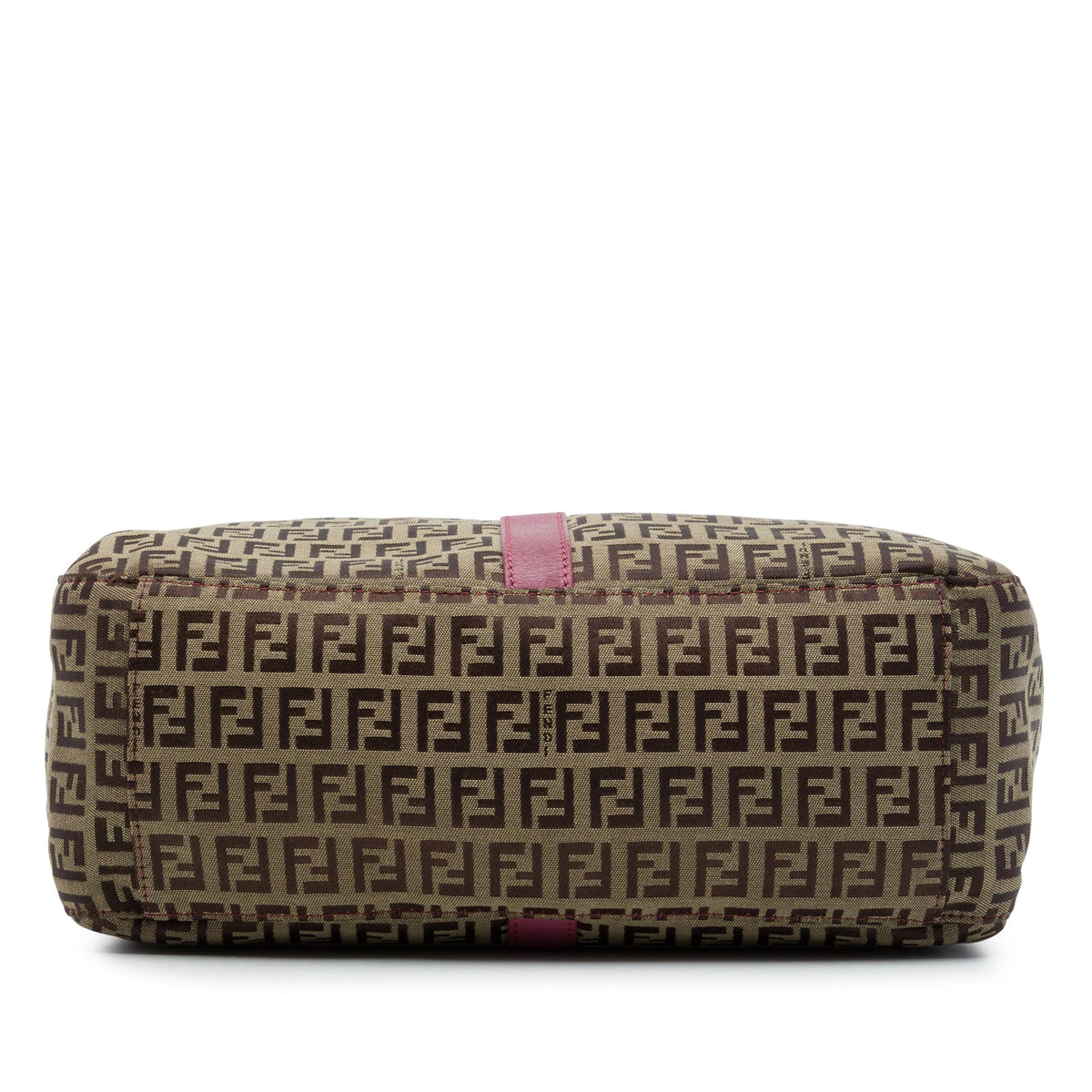 Fendi Leather Trimmed Zucchino Canvas Satchel — Brown