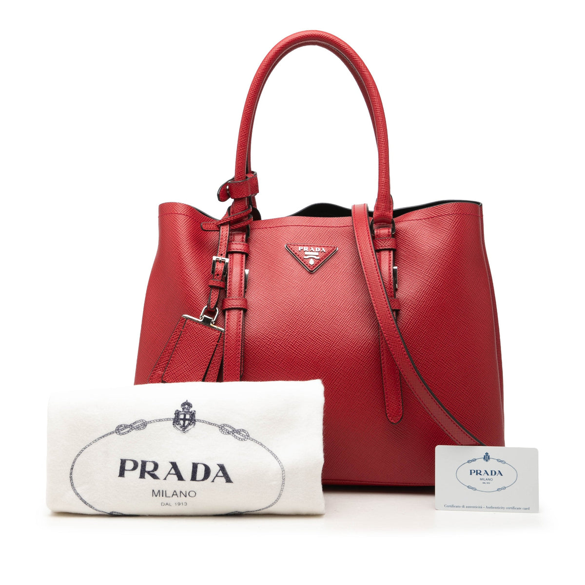 Prada Medium Saffiano Cuir Double Handle Satchel