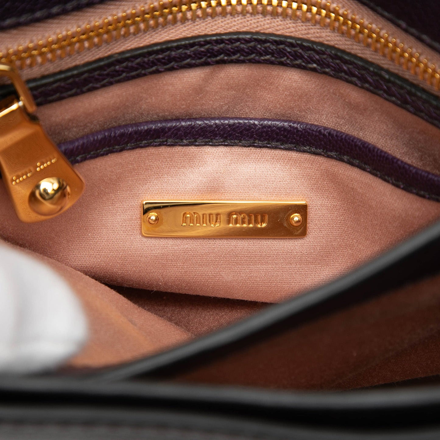 Miu Miu Bicolor Goatskin Madras Top Handle Satchel