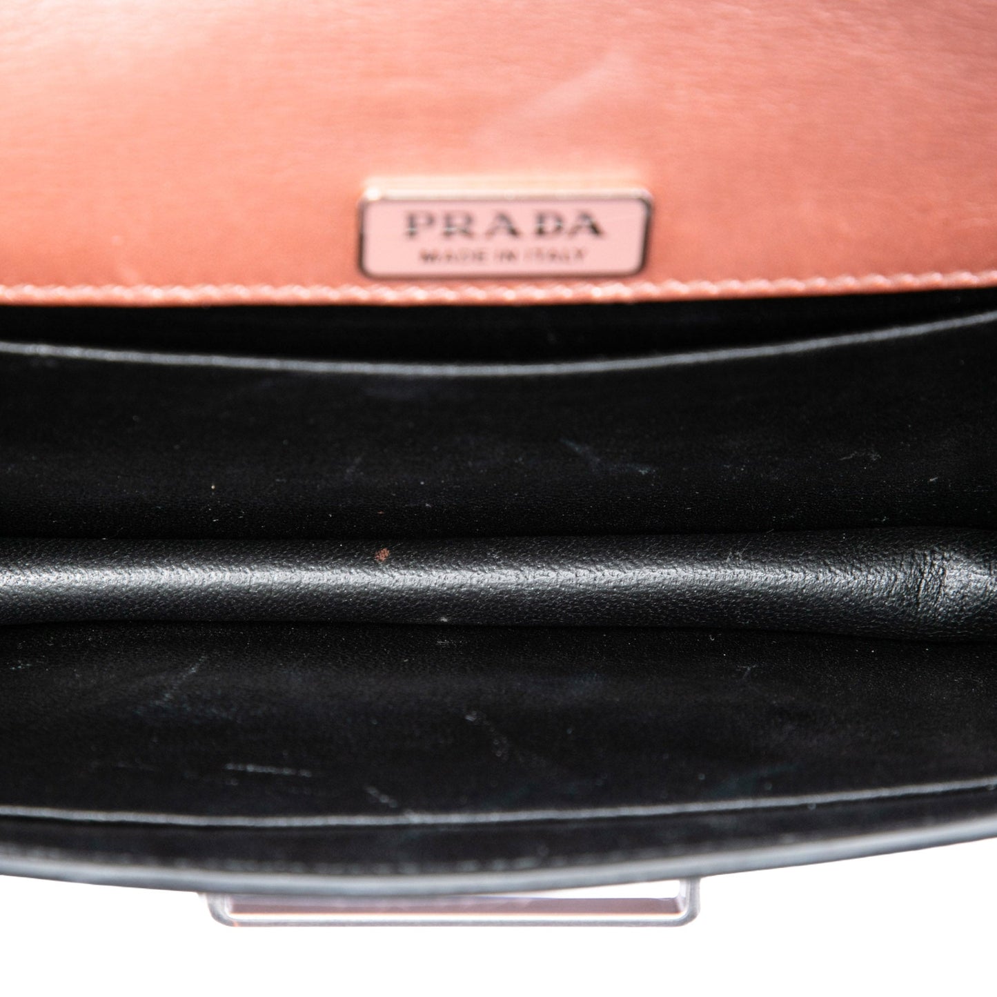 Prada Saffiano Trimmed Metallic City Calf Cahier Crossbody