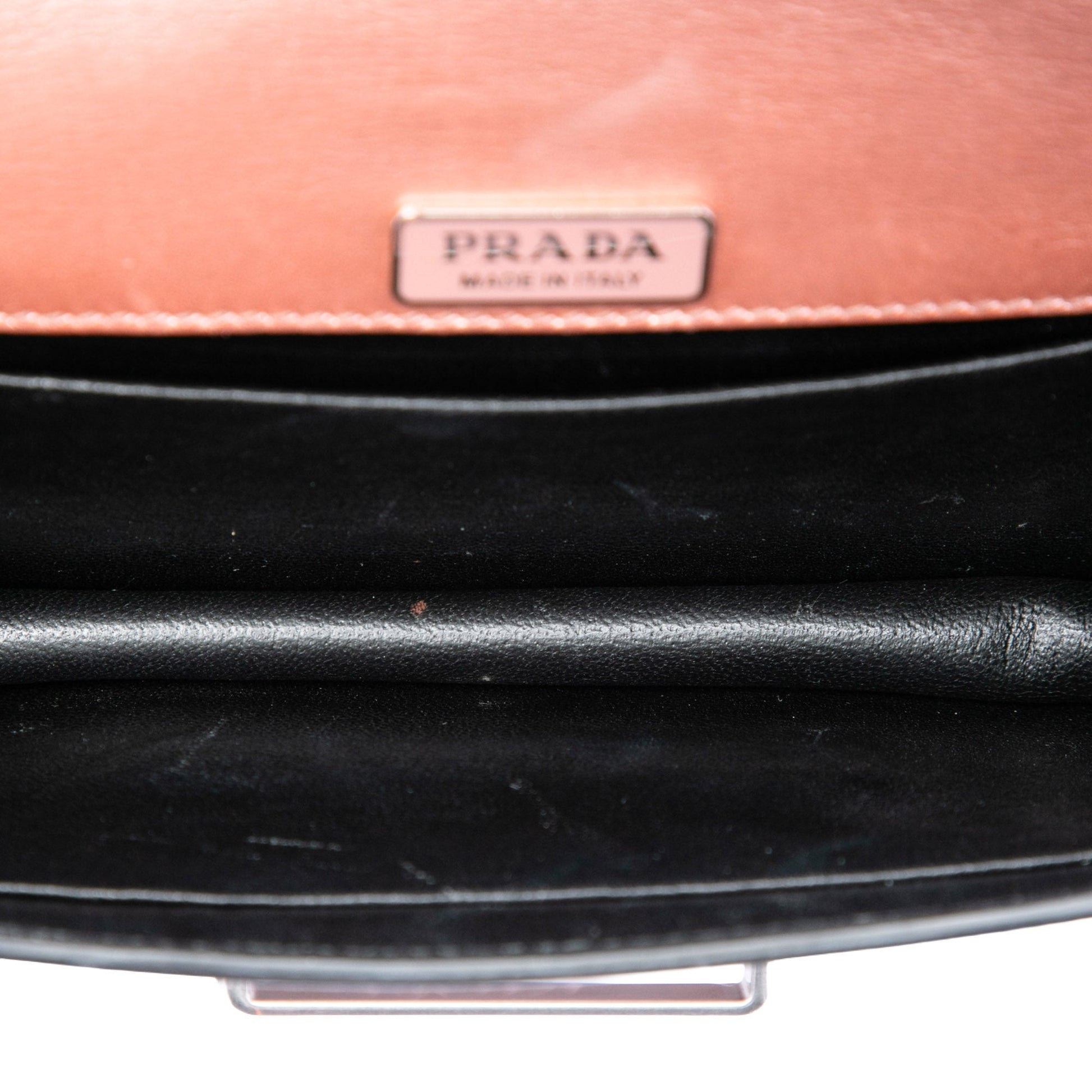 Prada Saffiano Trimmed Metallic City Calf Cahier Crossbody