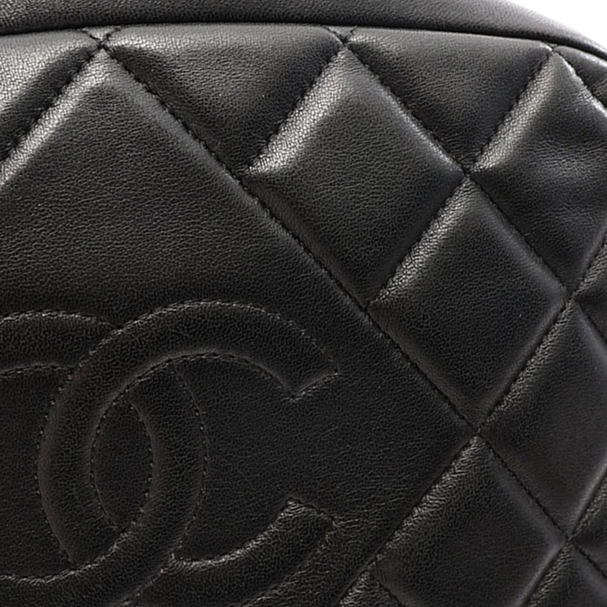 Chanel CC Quilted Lambskin Diamond Camera Bag — Black