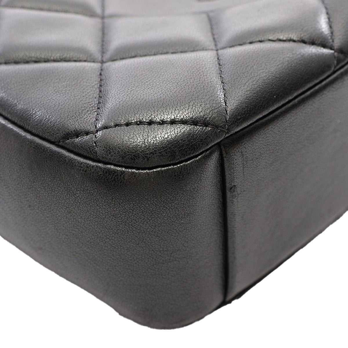 Chanel CC Quilted Lambskin Diamond Camera Bag — Black