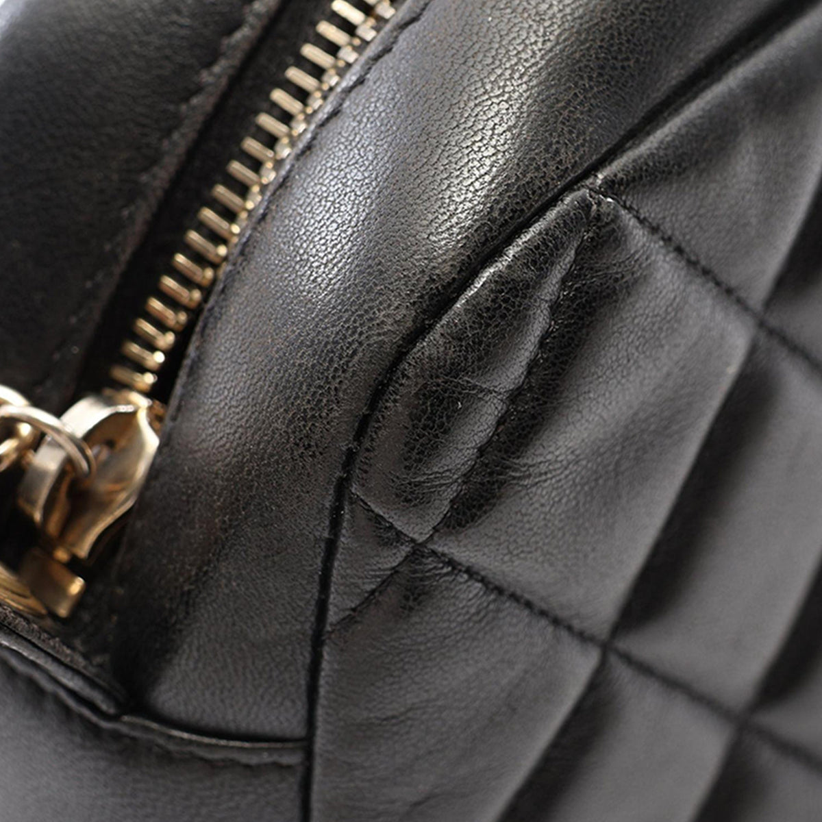 Chanel CC Quilted Lambskin Diamond Camera Bag — Black