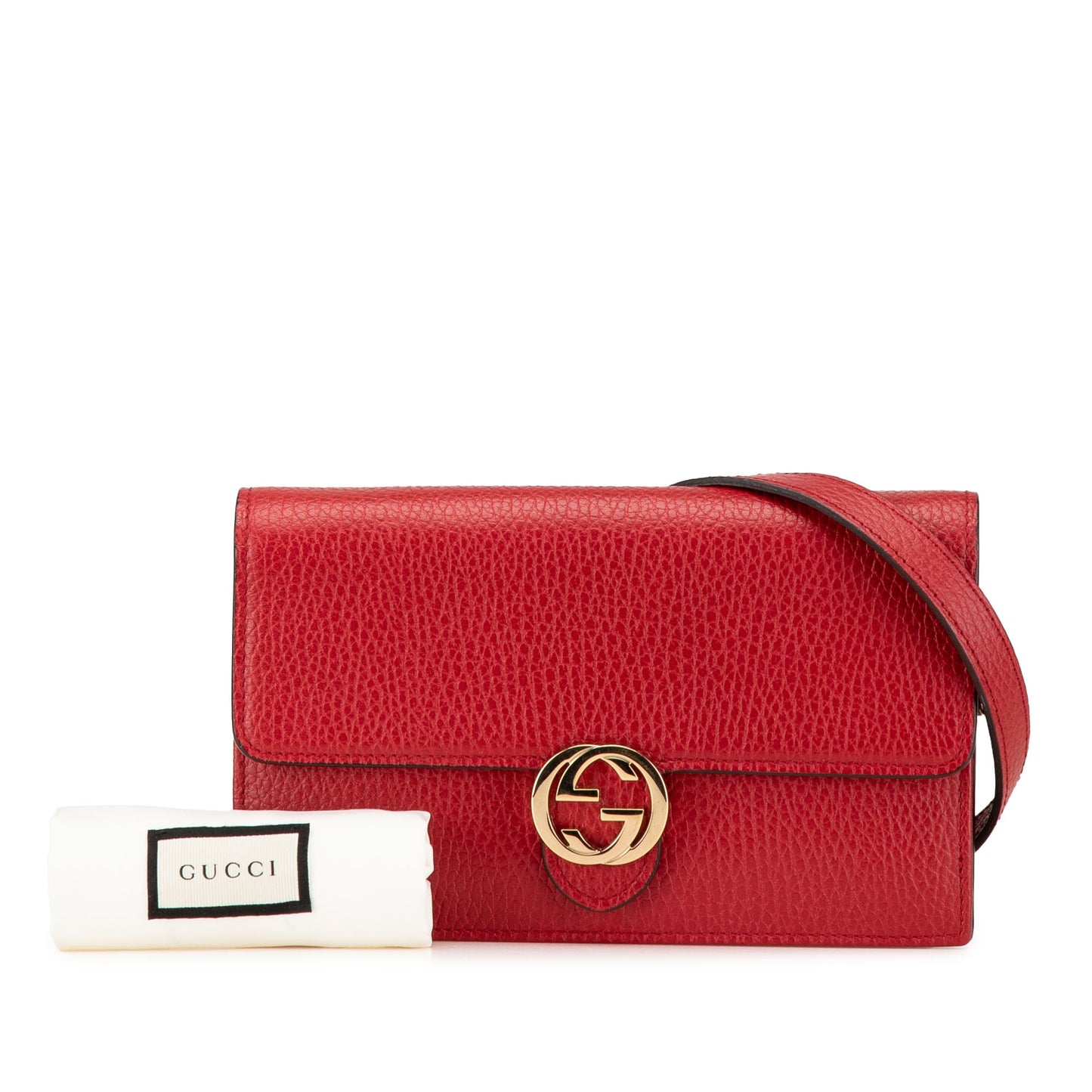 Gucci Leather Interlocking G Dollar Wallet on Chain