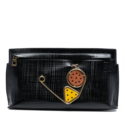 LOEWE Linen Embossed Patent Anagram Mechano Pin T Pouch
