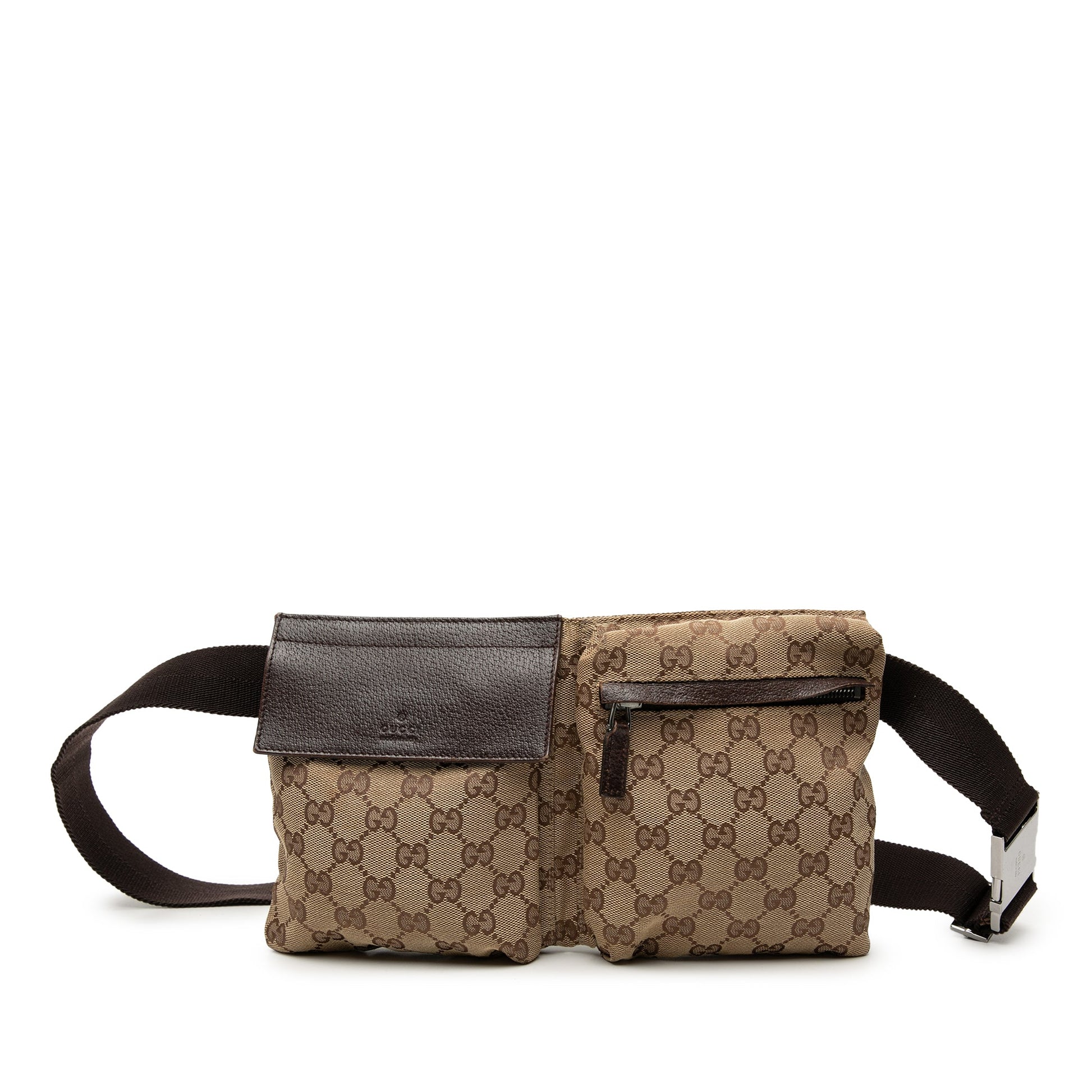 Gucci GG Canvas Double Pocket Belt Bag