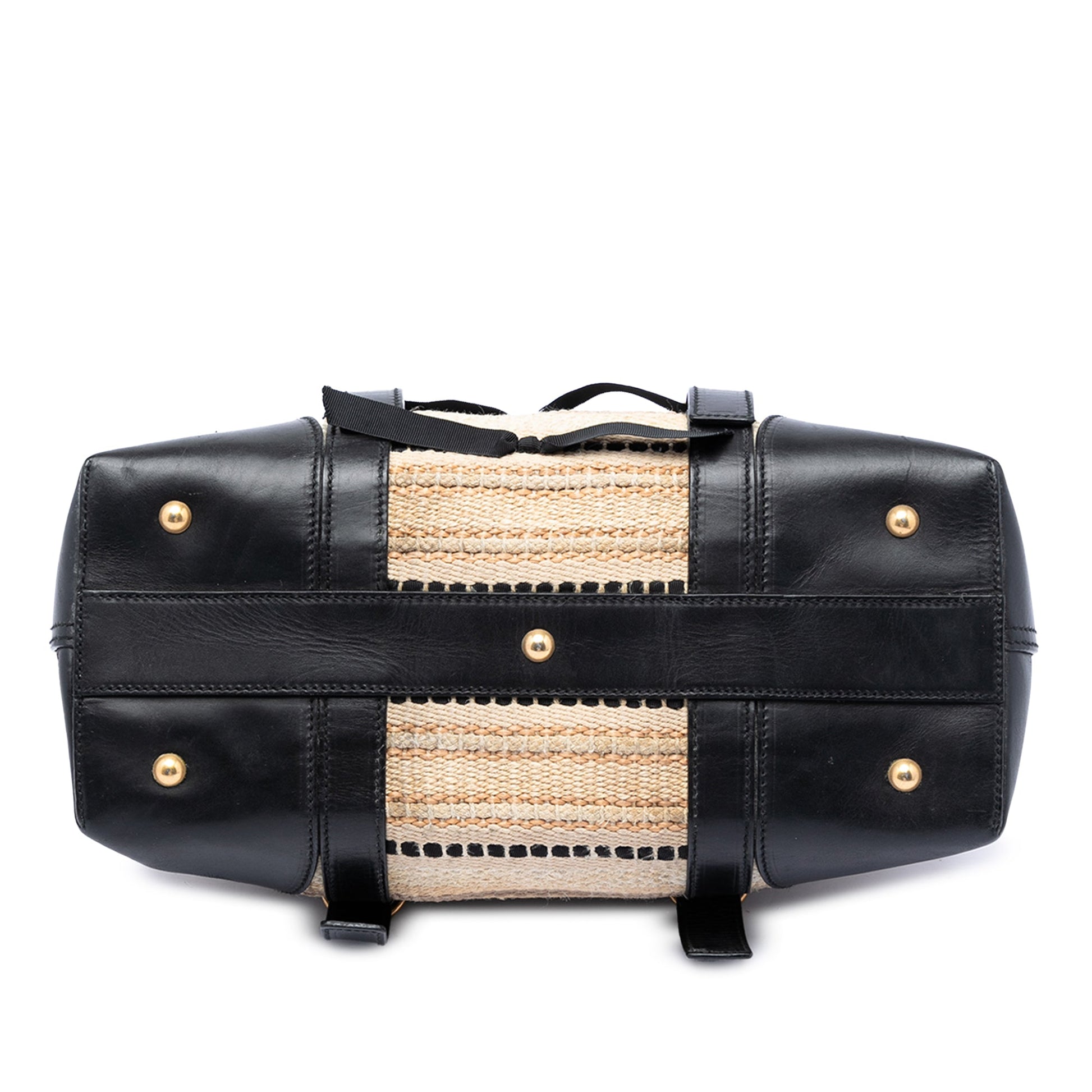 Saint Laurent Woven Raffia and Leather Maia Padlock Handbag