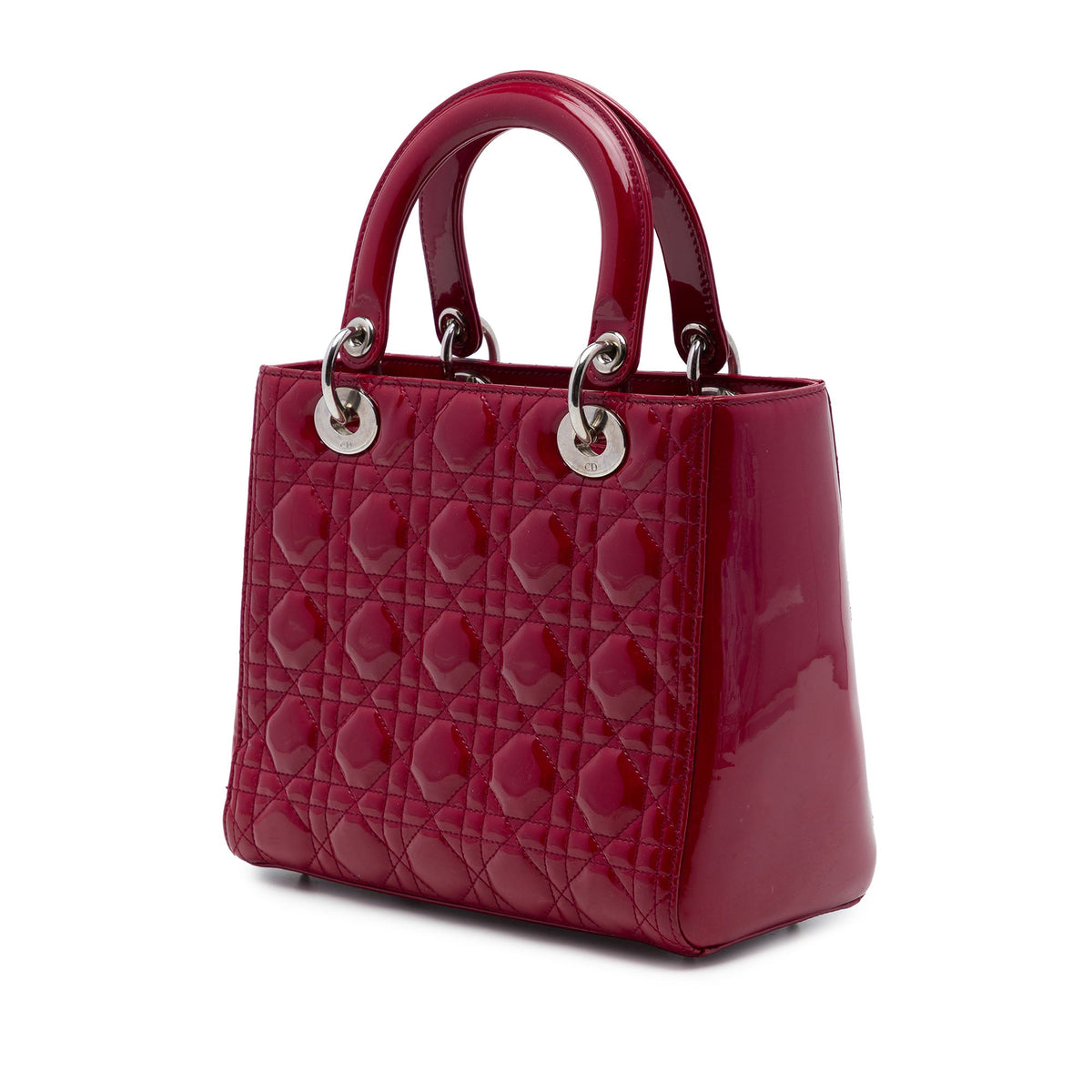 Dior Medium Patent Cannage Lady Dior — Red