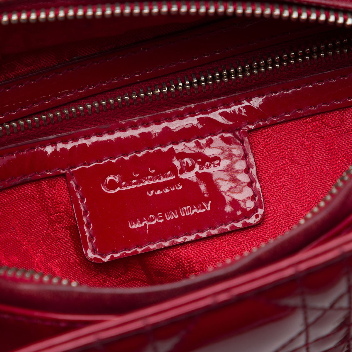 Dior Medium Patent Cannage Lady Dior — Red