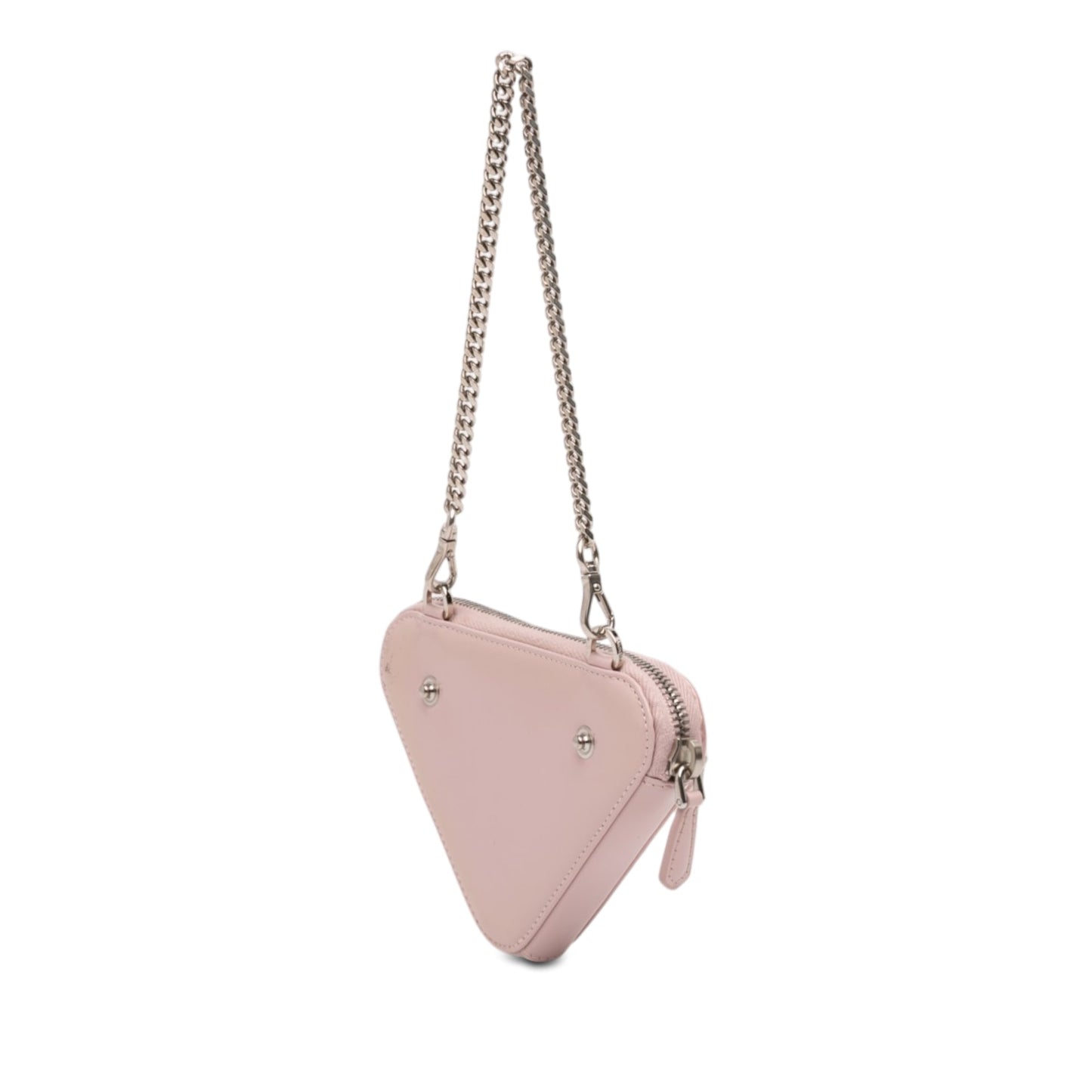 Prada Mini Crystal Embellished Satin and Leather Triangle Pouch