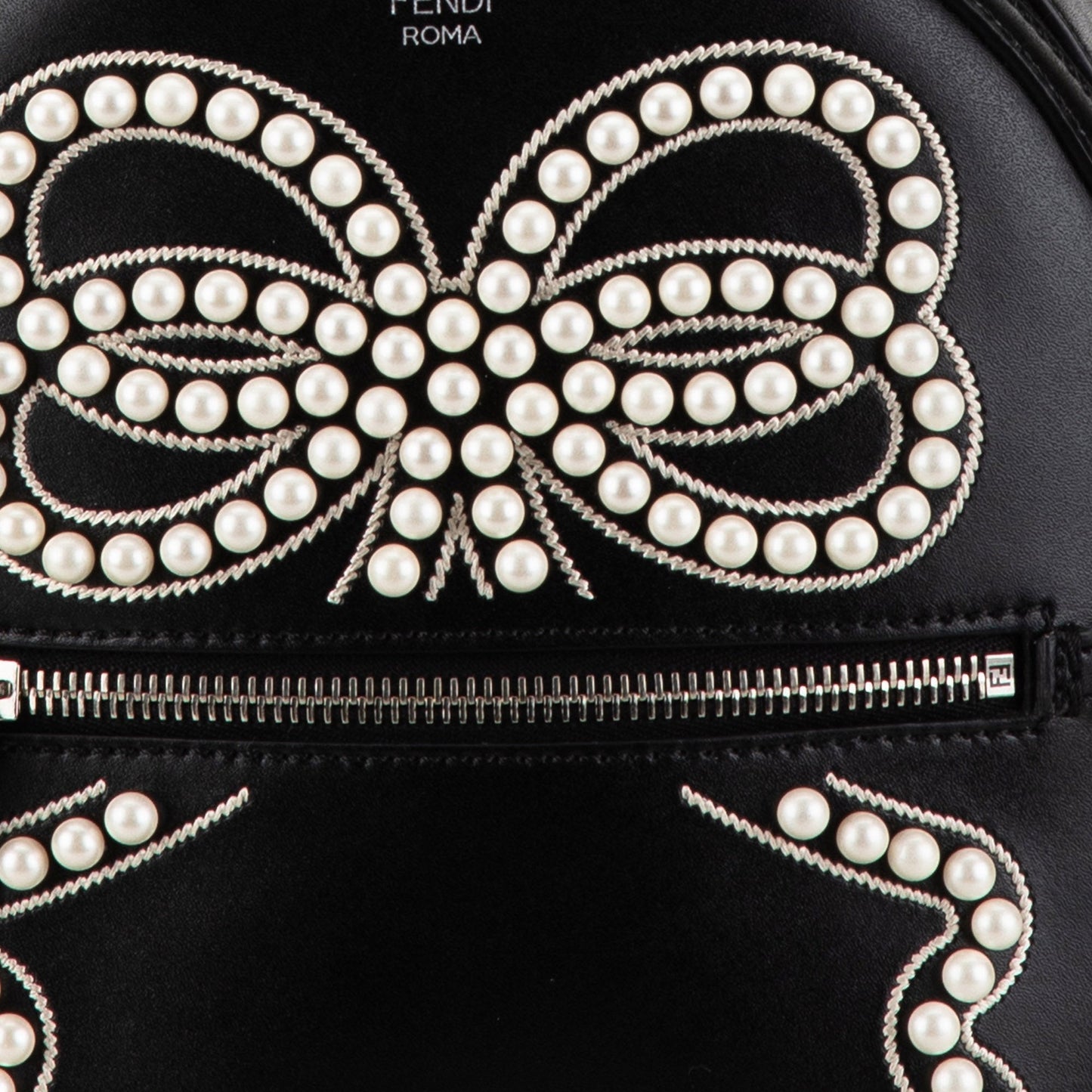 Fendi Mini By The Way Leather Ribbon Pearl Backpack