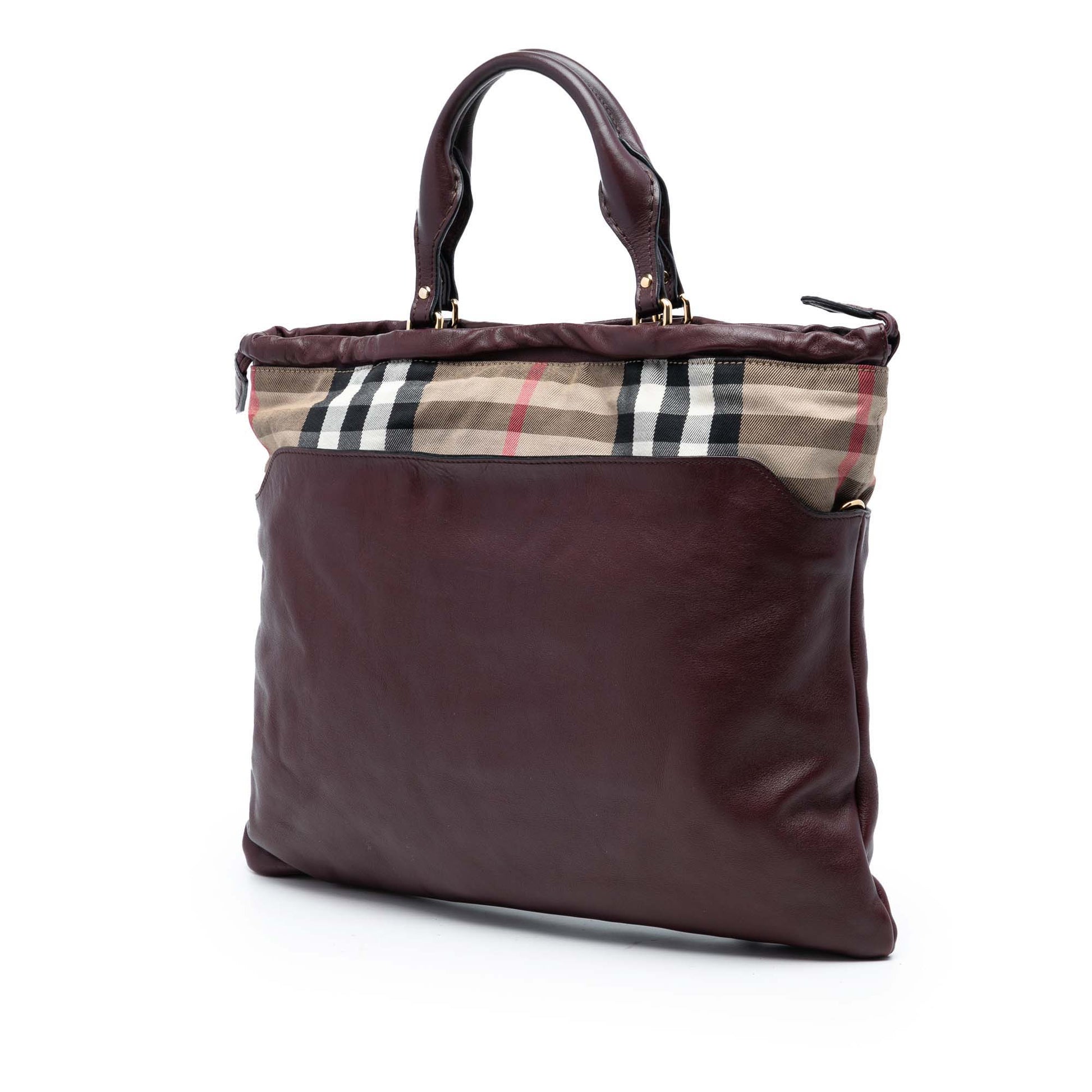 Burberry House Check Trimmed Leather Big Crush Convertible Tote