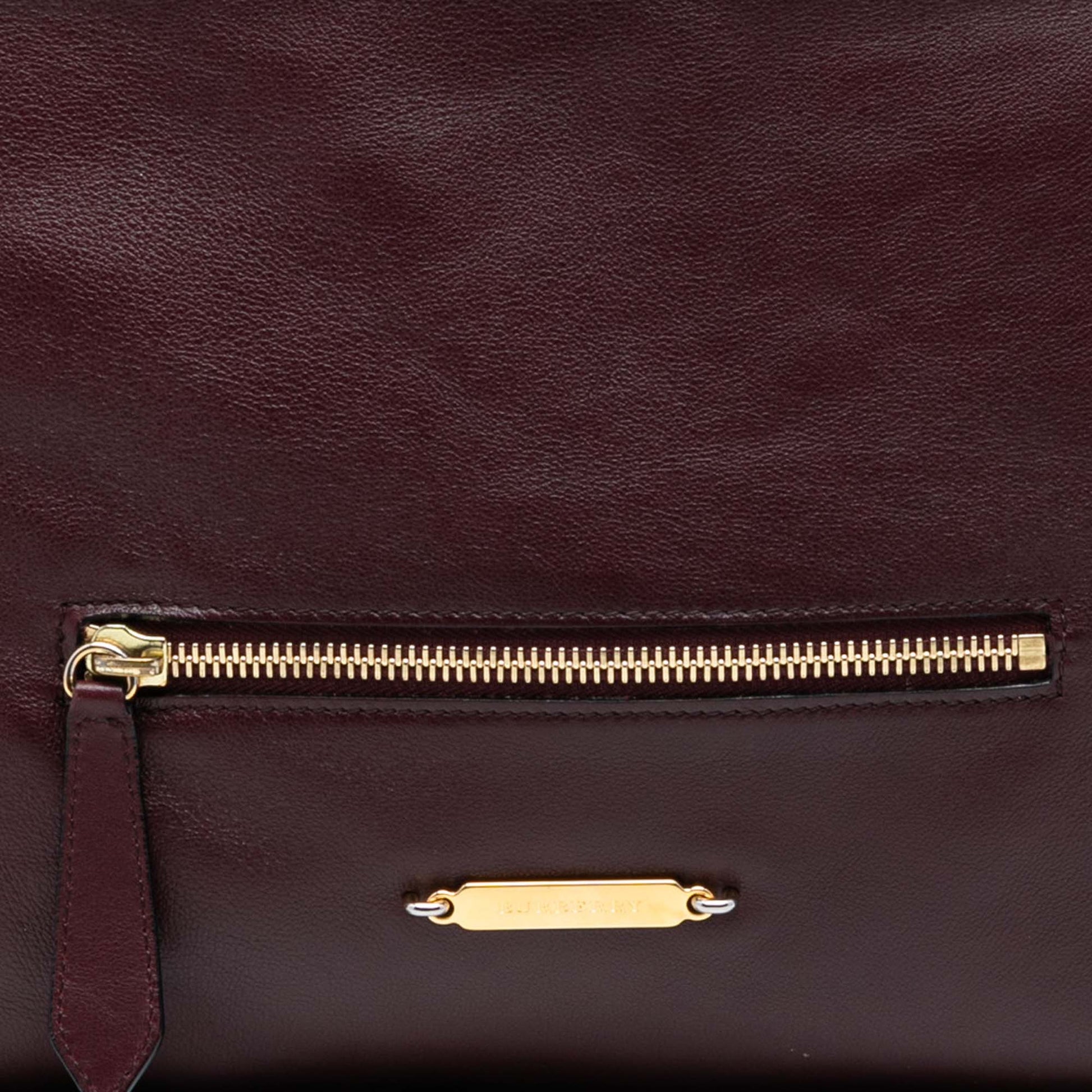 Burberry House Check Trimmed Leather Big Crush Convertible Tote