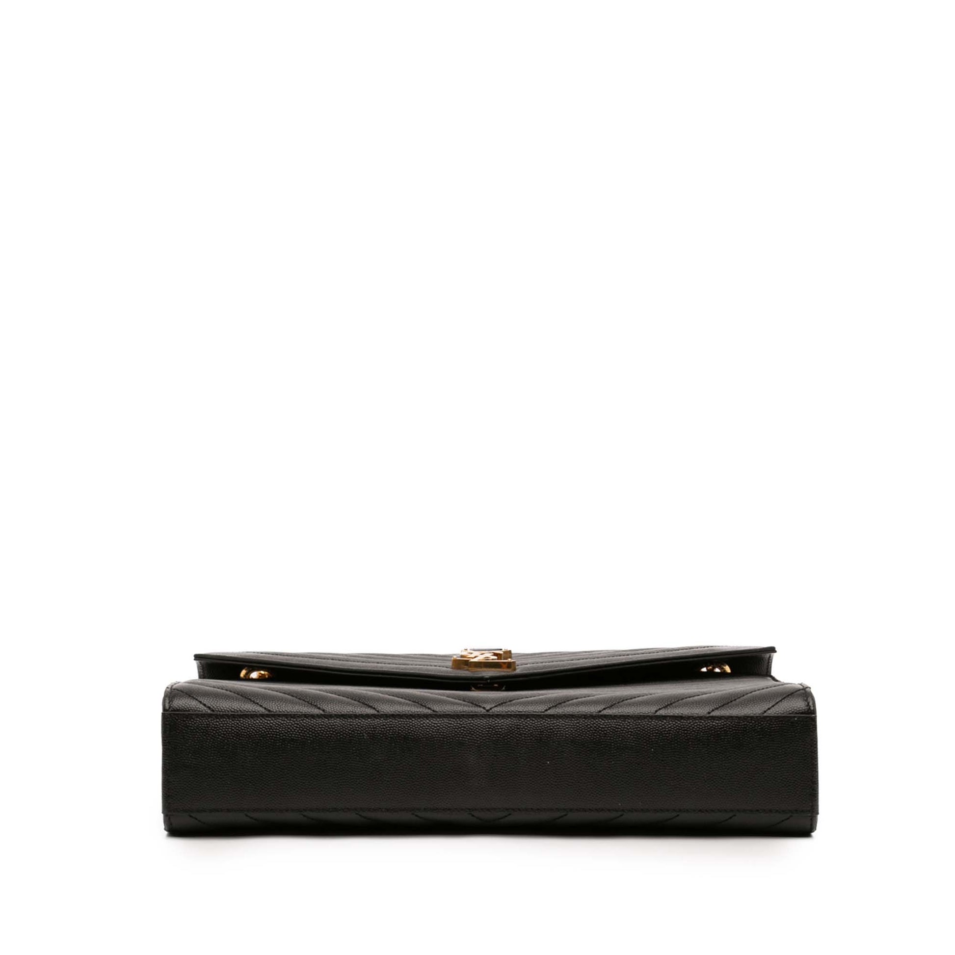 Saint Laurent Large Chevron Grain de Poudre Monogram Envelope Bag