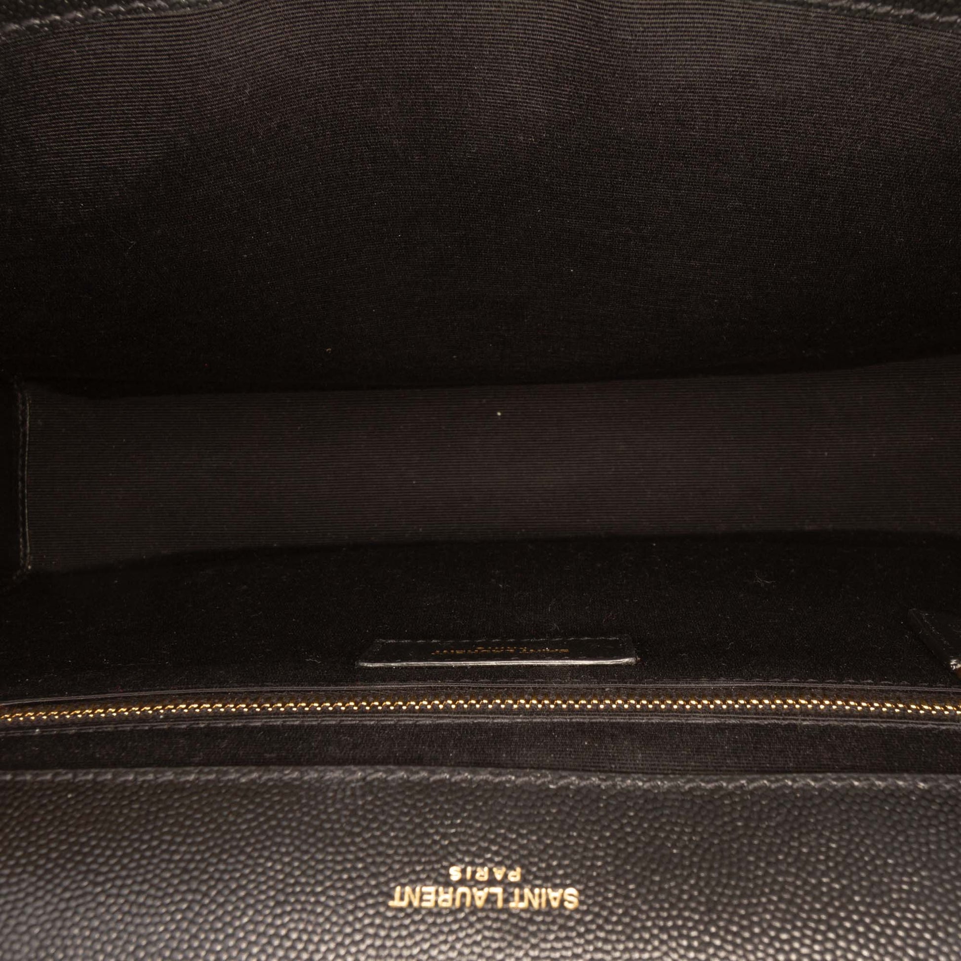 Saint Laurent Large Chevron Grain de Poudre Monogram Envelope Bag