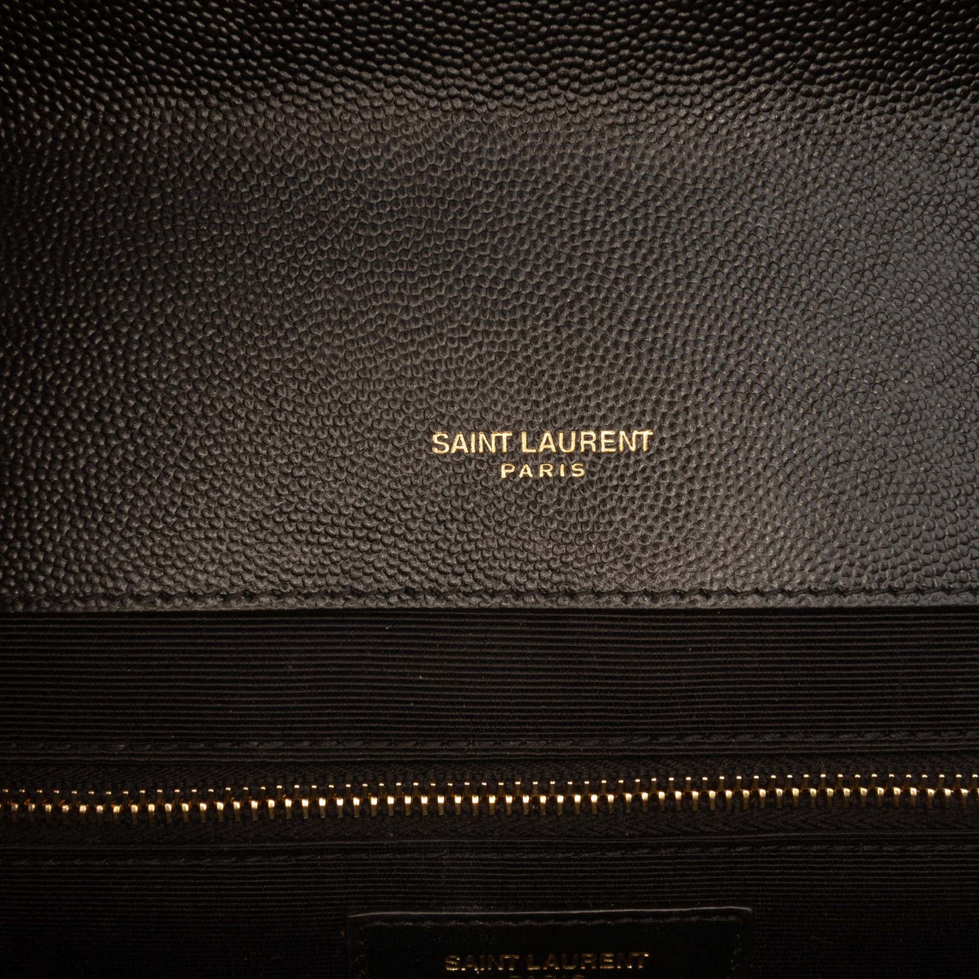 Saint Laurent Large Chevron Grain de Poudre Monogram Envelope Bag
