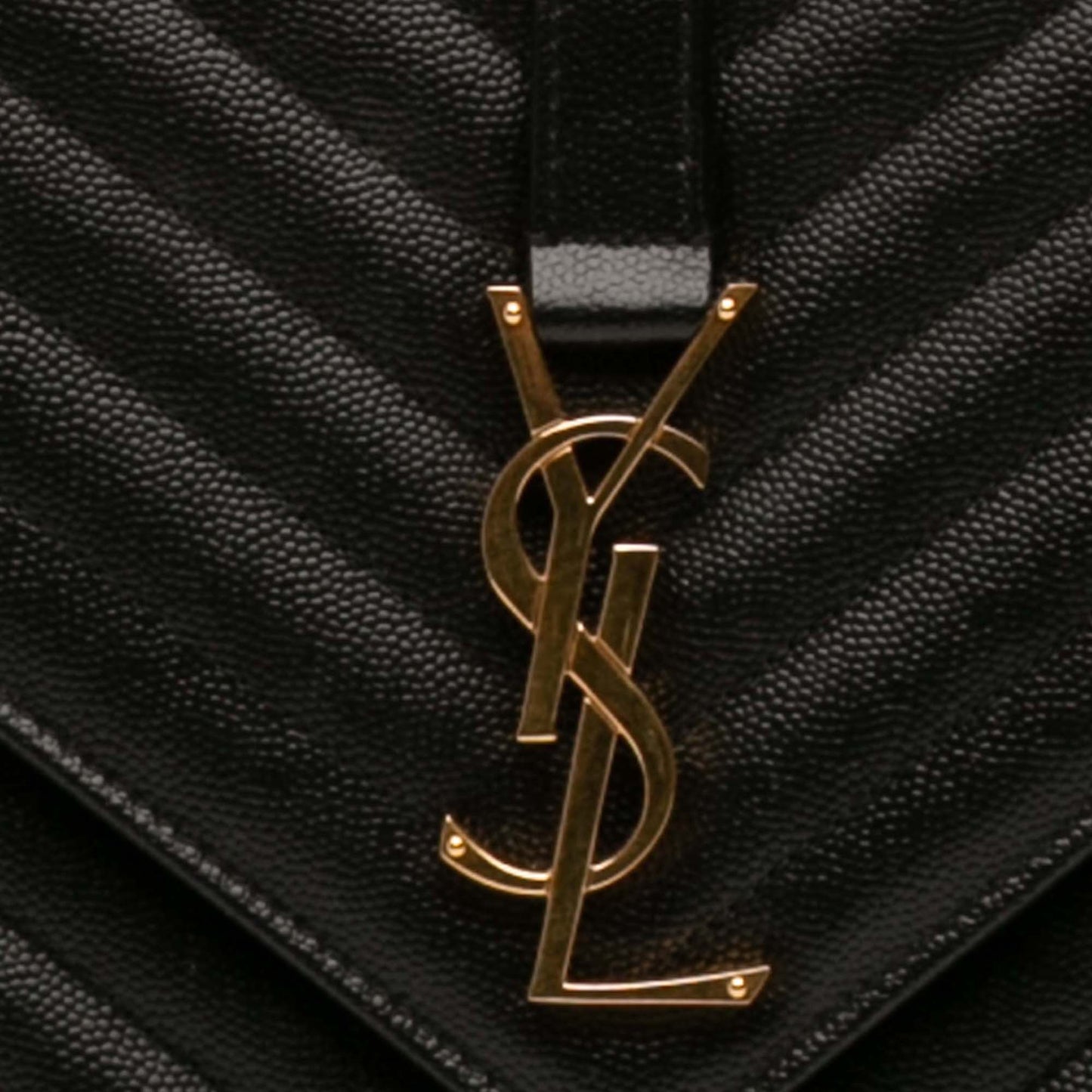 Saint Laurent Large Chevron Grain de Poudre Monogram Envelope Bag