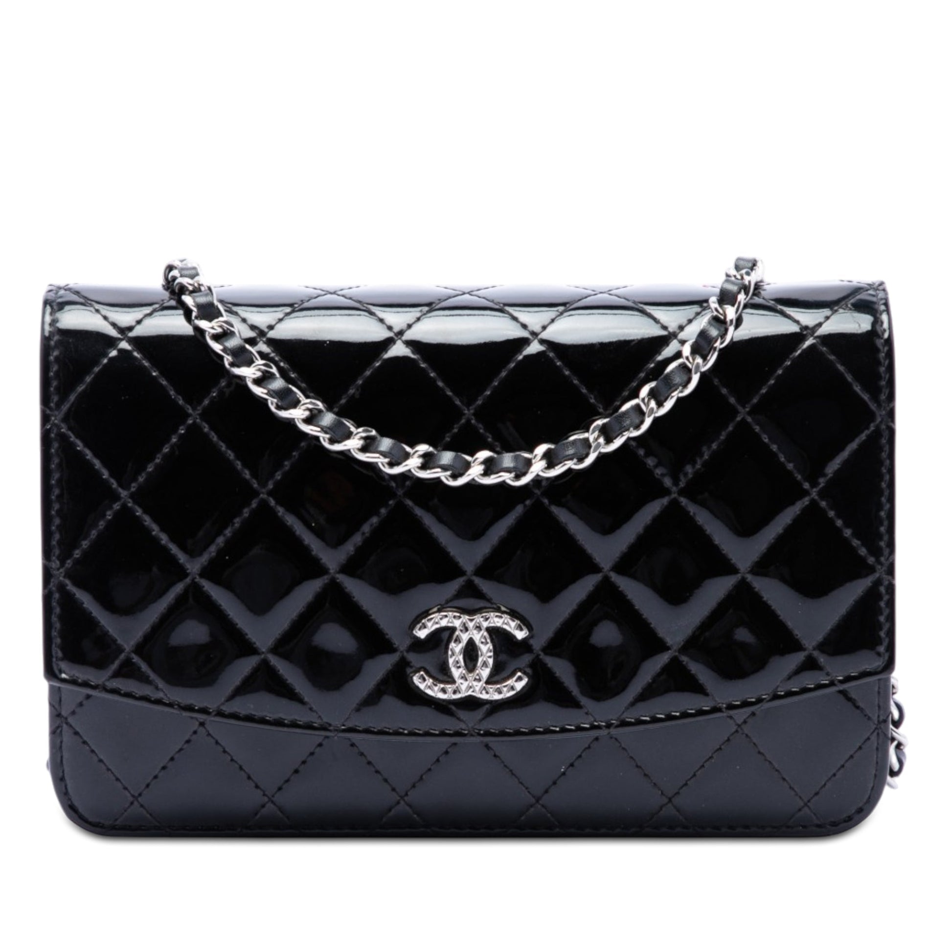 Chanel CC Quilted Patent Brilliant Wallet On Chain