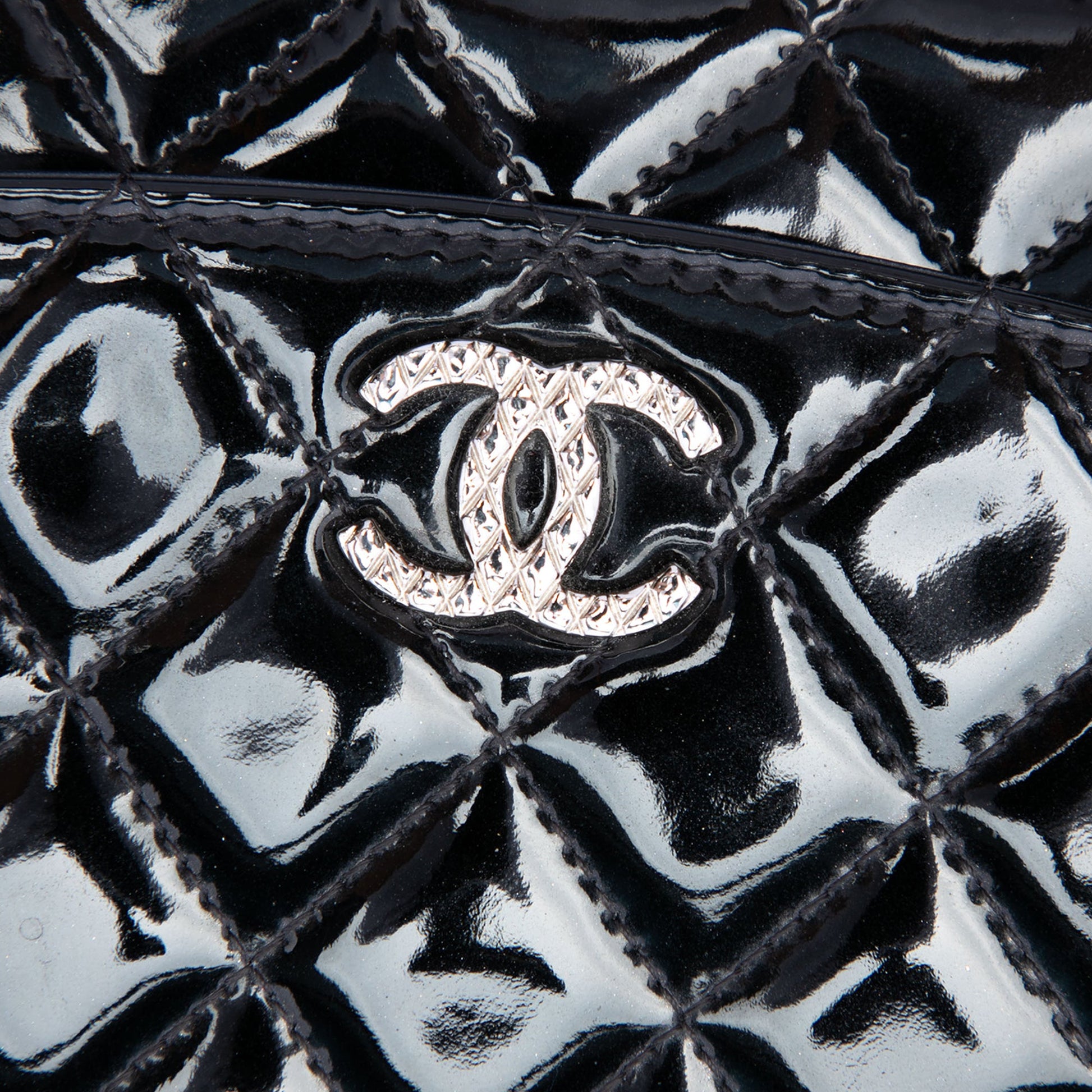 Chanel CC Quilted Patent Brilliant Wallet On Chain