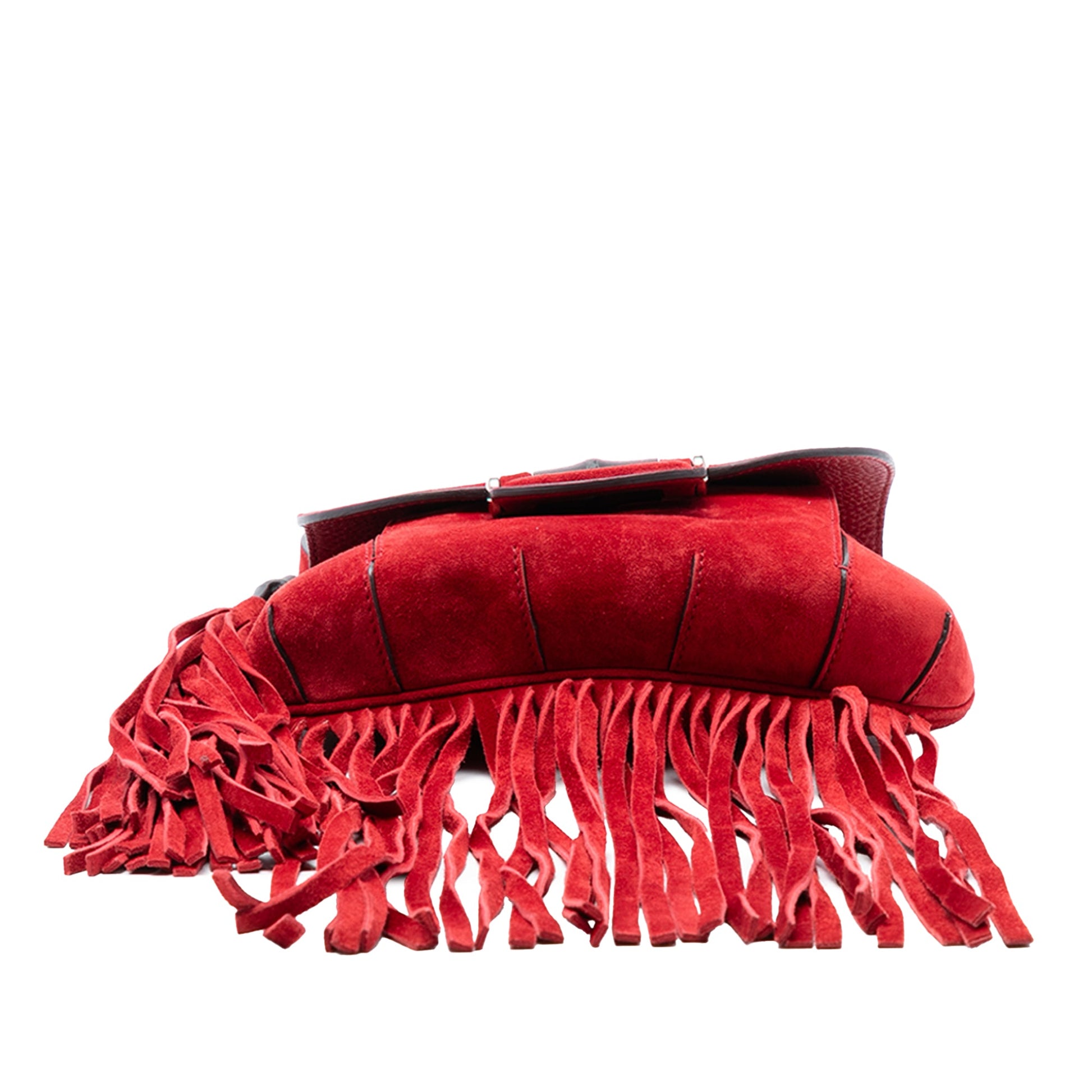 Gucci Small Suede Bamboo Nouveau Fringe Crossbody