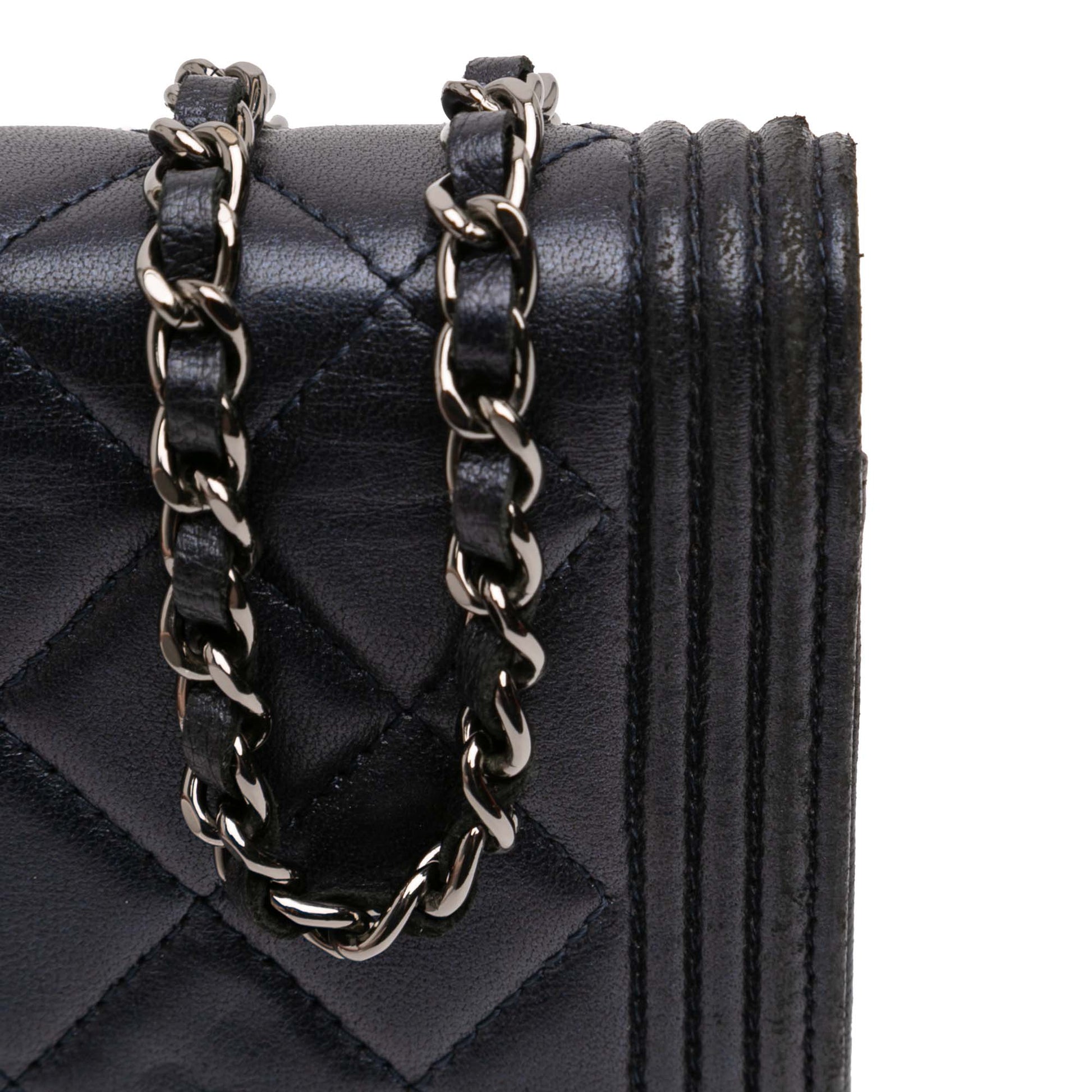 Chanel Quilted Lambskin Boy Wallet On Chain