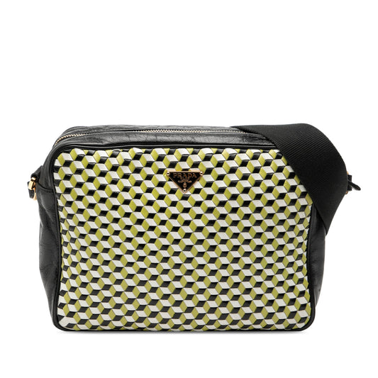 Prada Leather Perspective Cubes Shoulder Bag