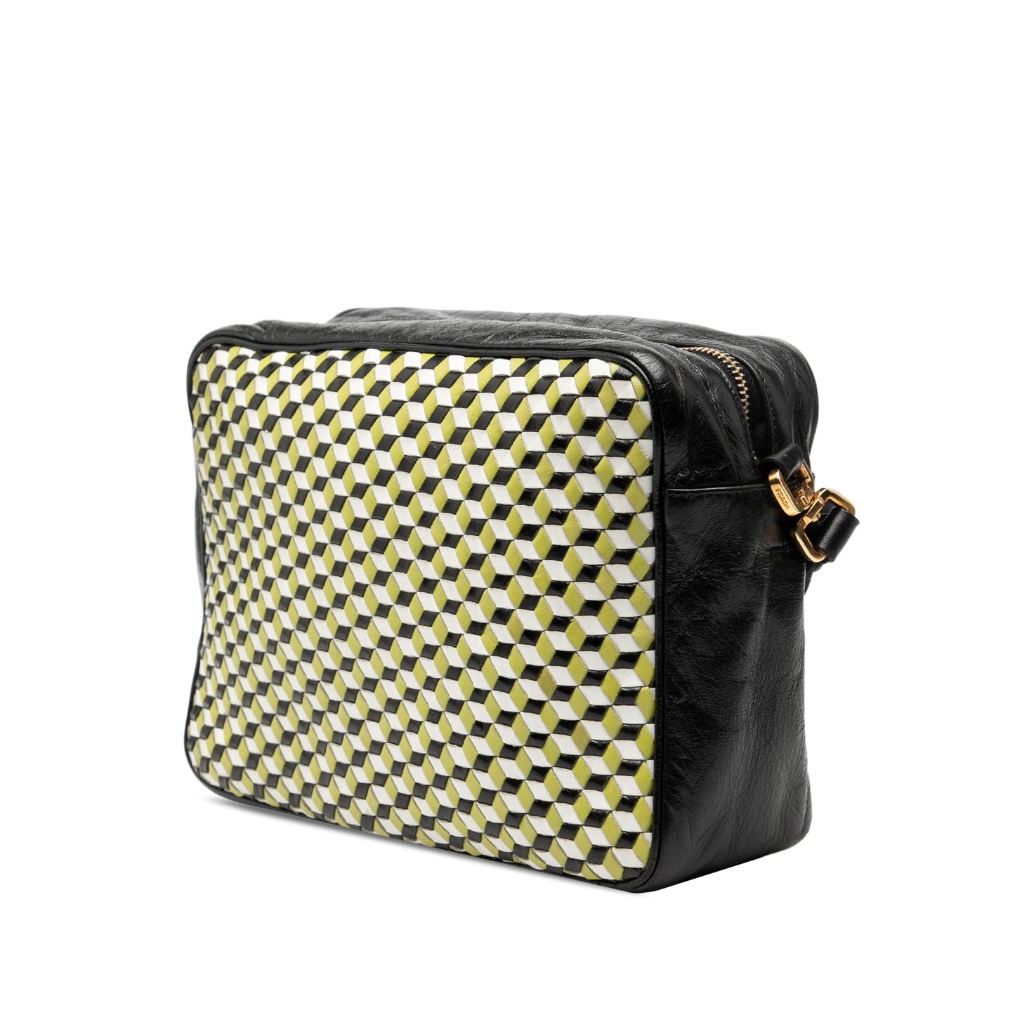Prada Leather Perspective Cubes Shoulder Bag