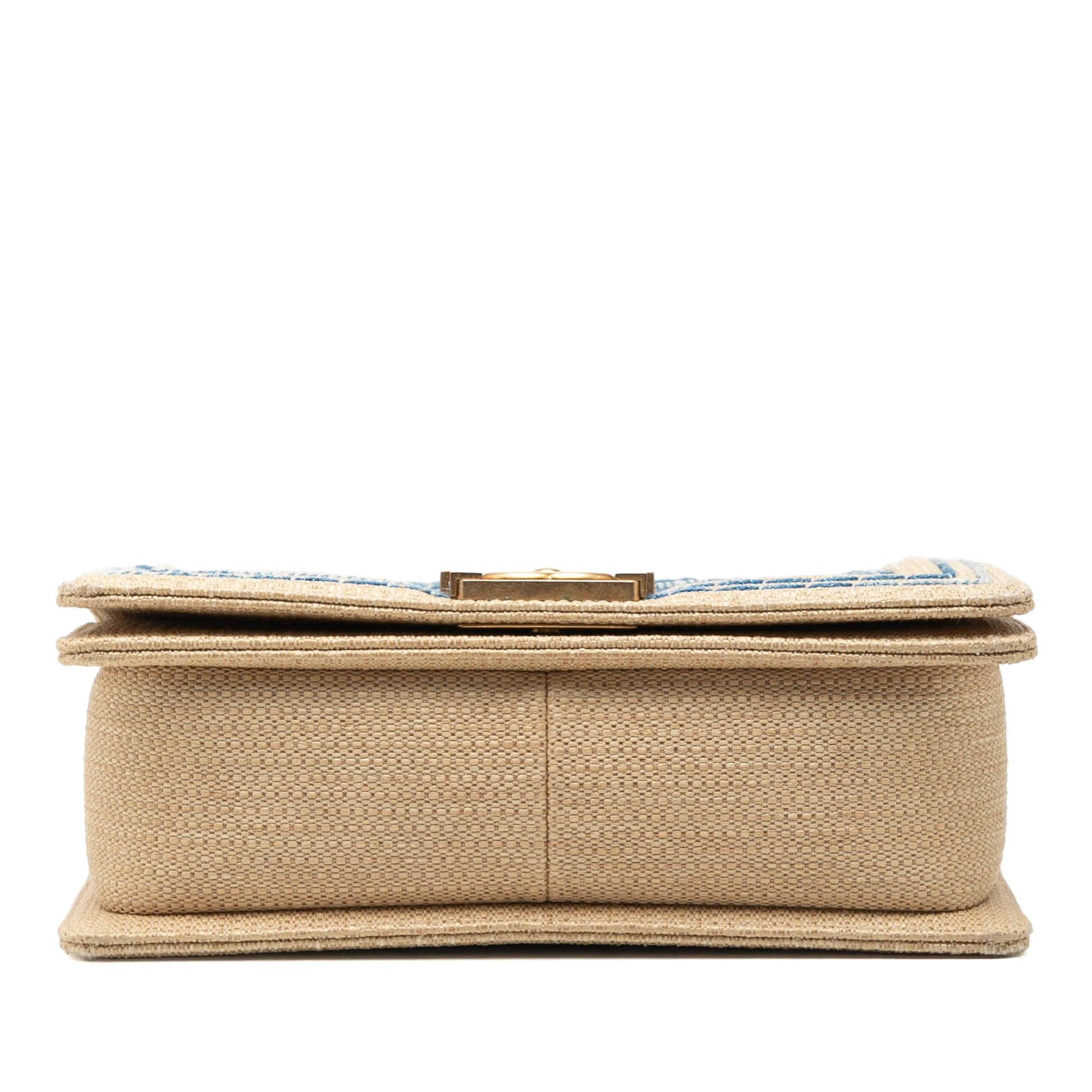 Chanel Old Medium Chevron Raffia Boy Flap