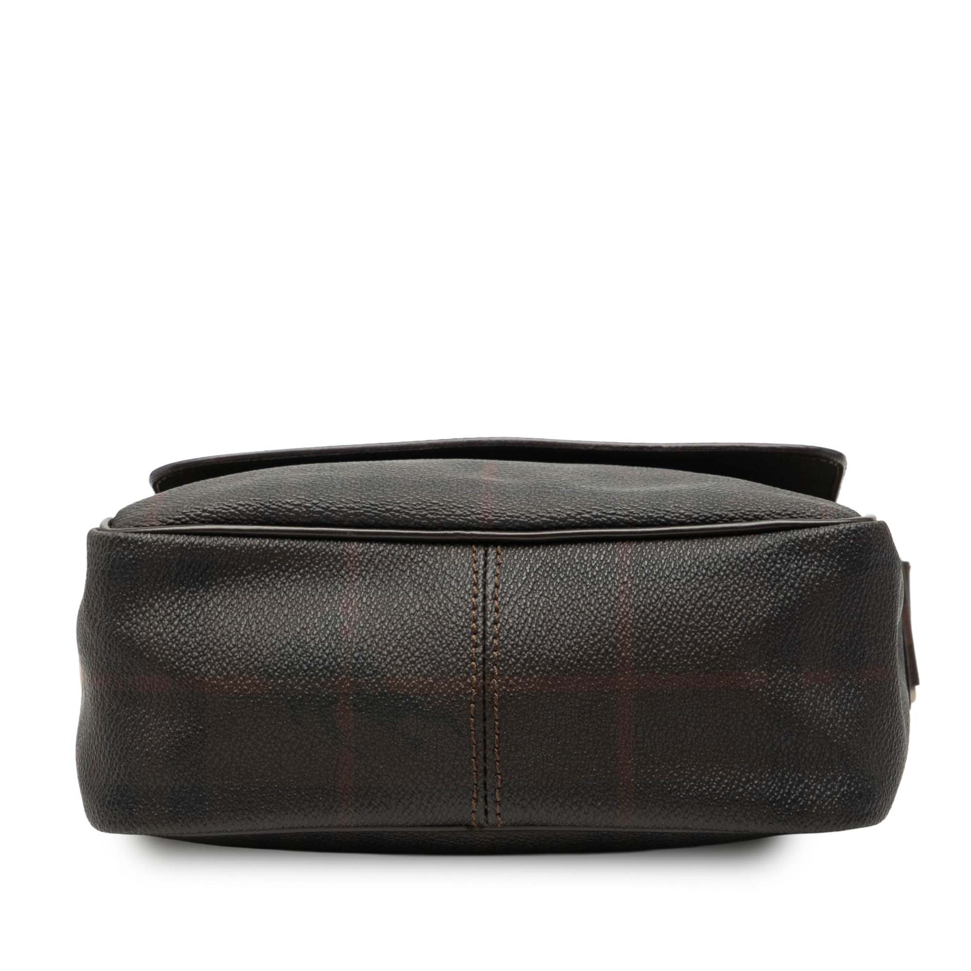 Burberry Smoke Check Coated Canvas and Leather Crossbody