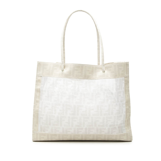 Fendi Coated Canvas Trimmed Zucca Mesh Tote