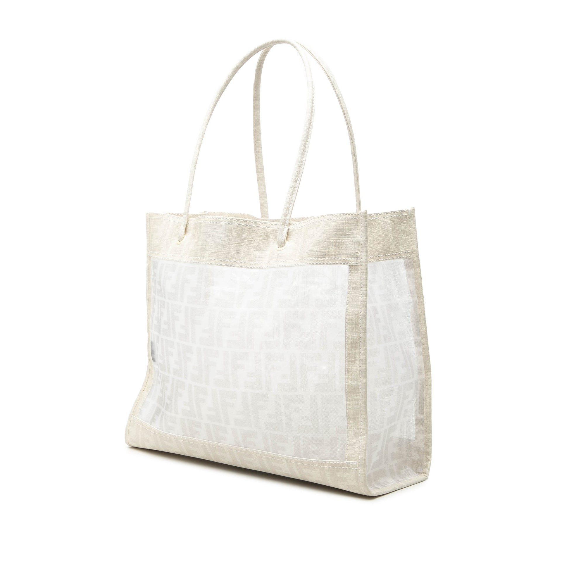 Fendi Coated Canvas Trimmed Zucca Mesh Tote