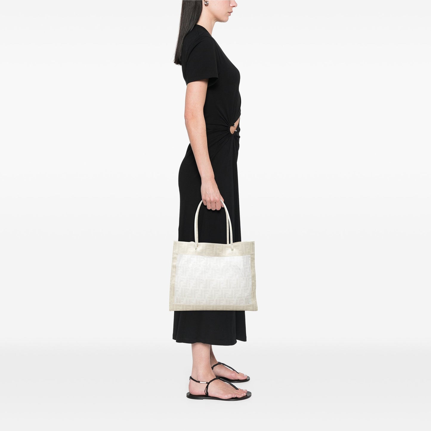Fendi Coated Canvas Trimmed Zucca Mesh Tote