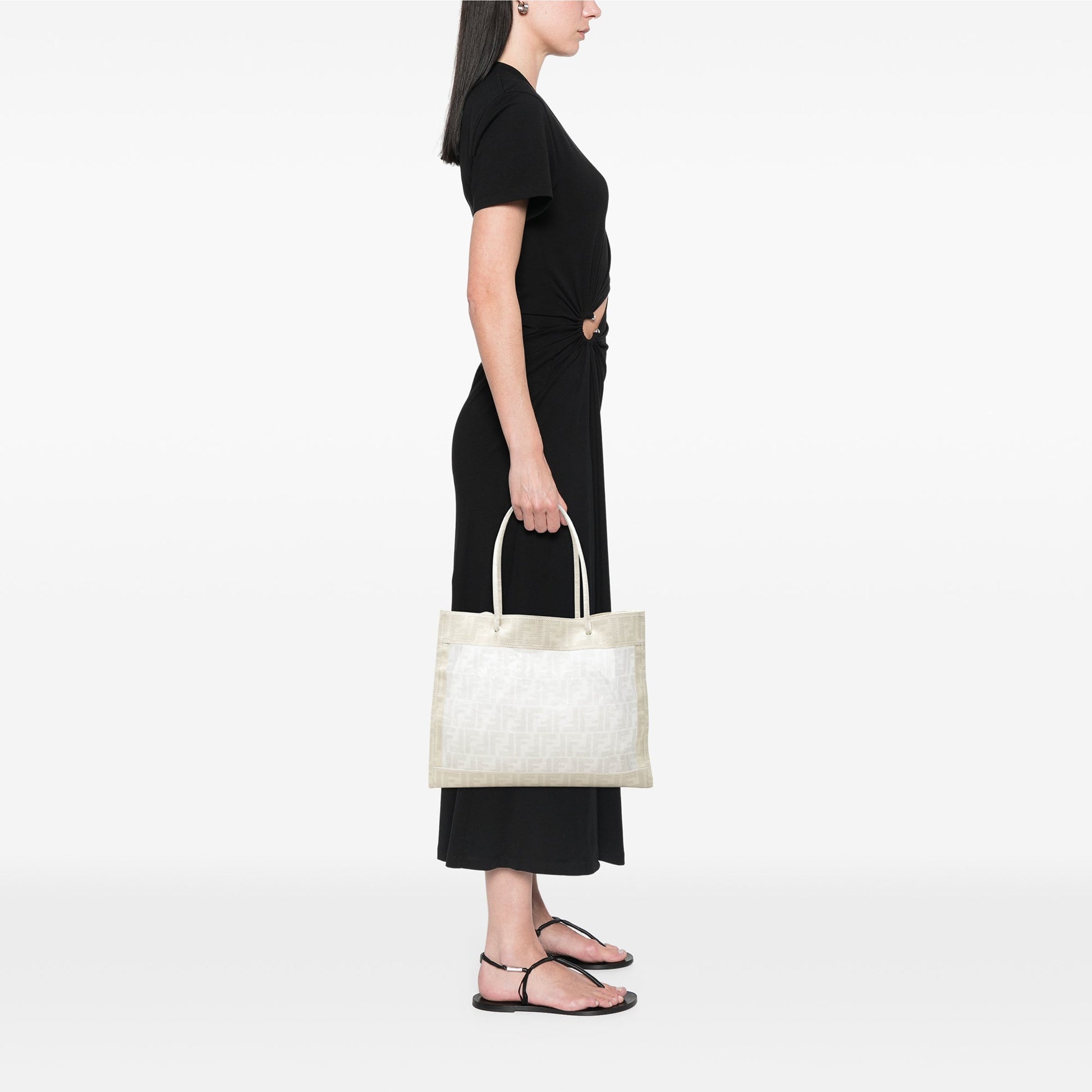 Fendi Coated Canvas Trimmed Zucca Mesh Tote