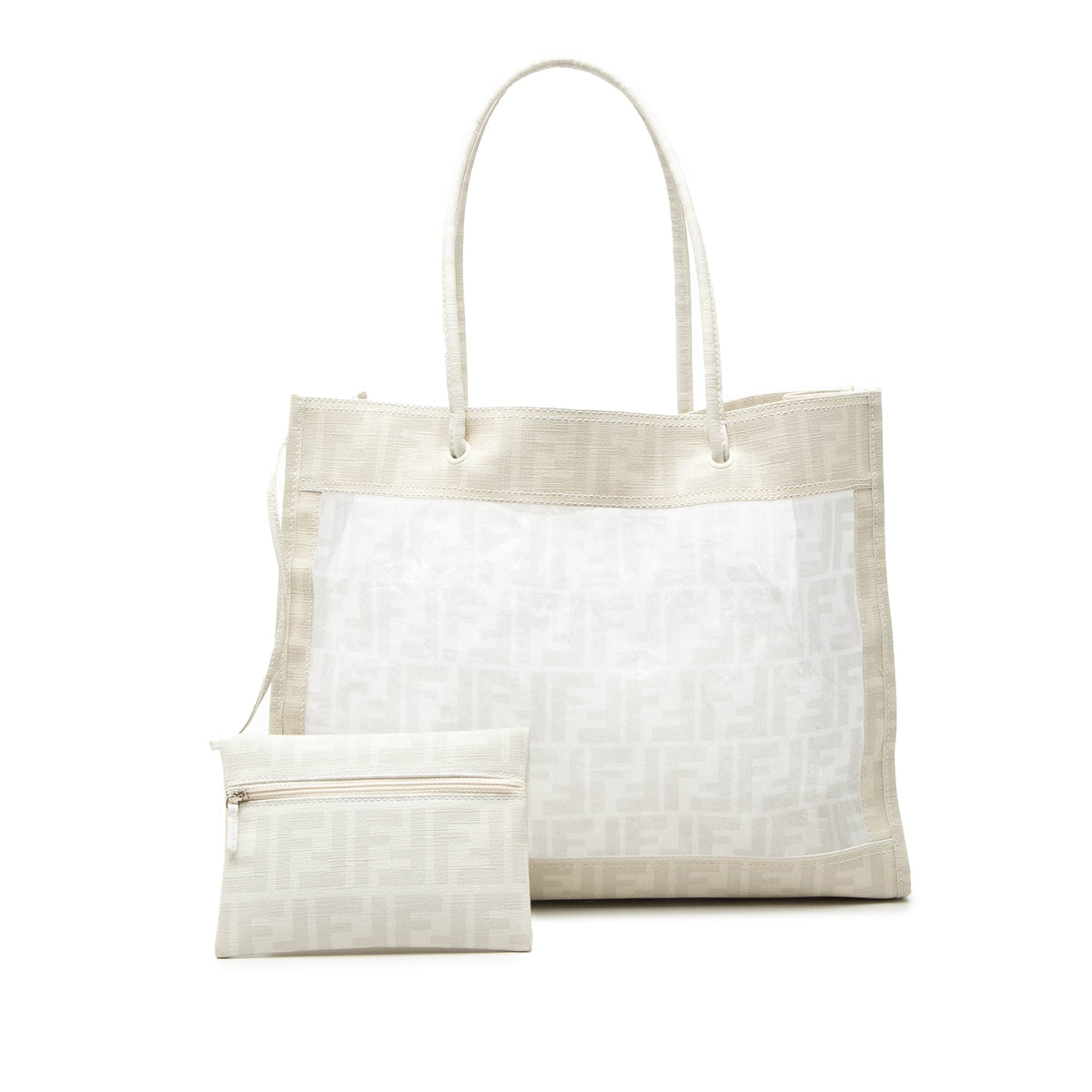 Fendi Coated Canvas Trimmed Zucca Mesh Tote