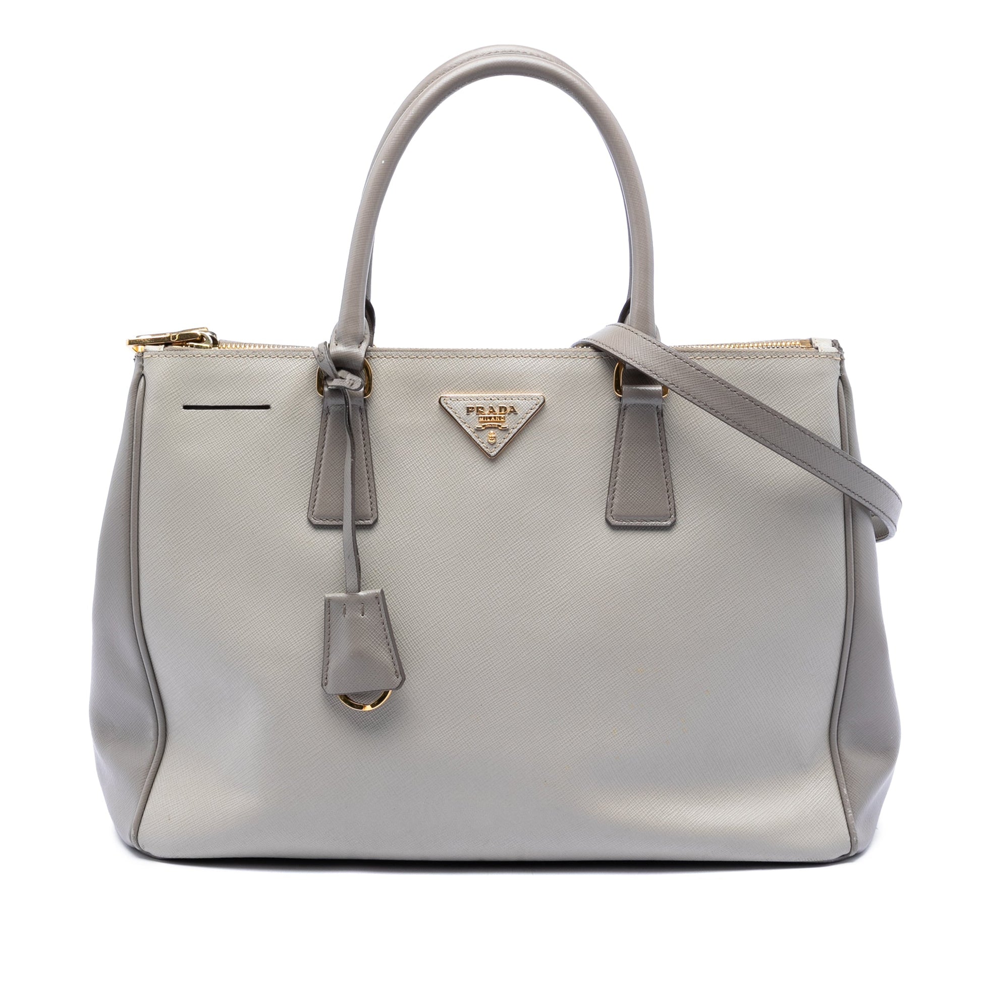 Prada Medium Bicolor Saffiano Lux Galleria Double Zip Satchel