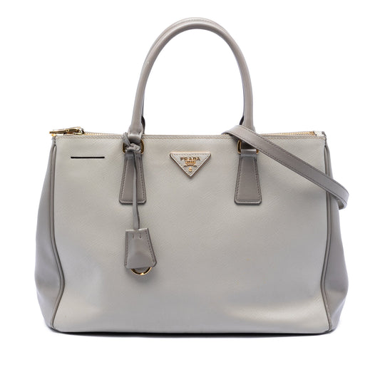 Prada Medium Bicolor Saffiano Lux Galleria Double Zip Satchel